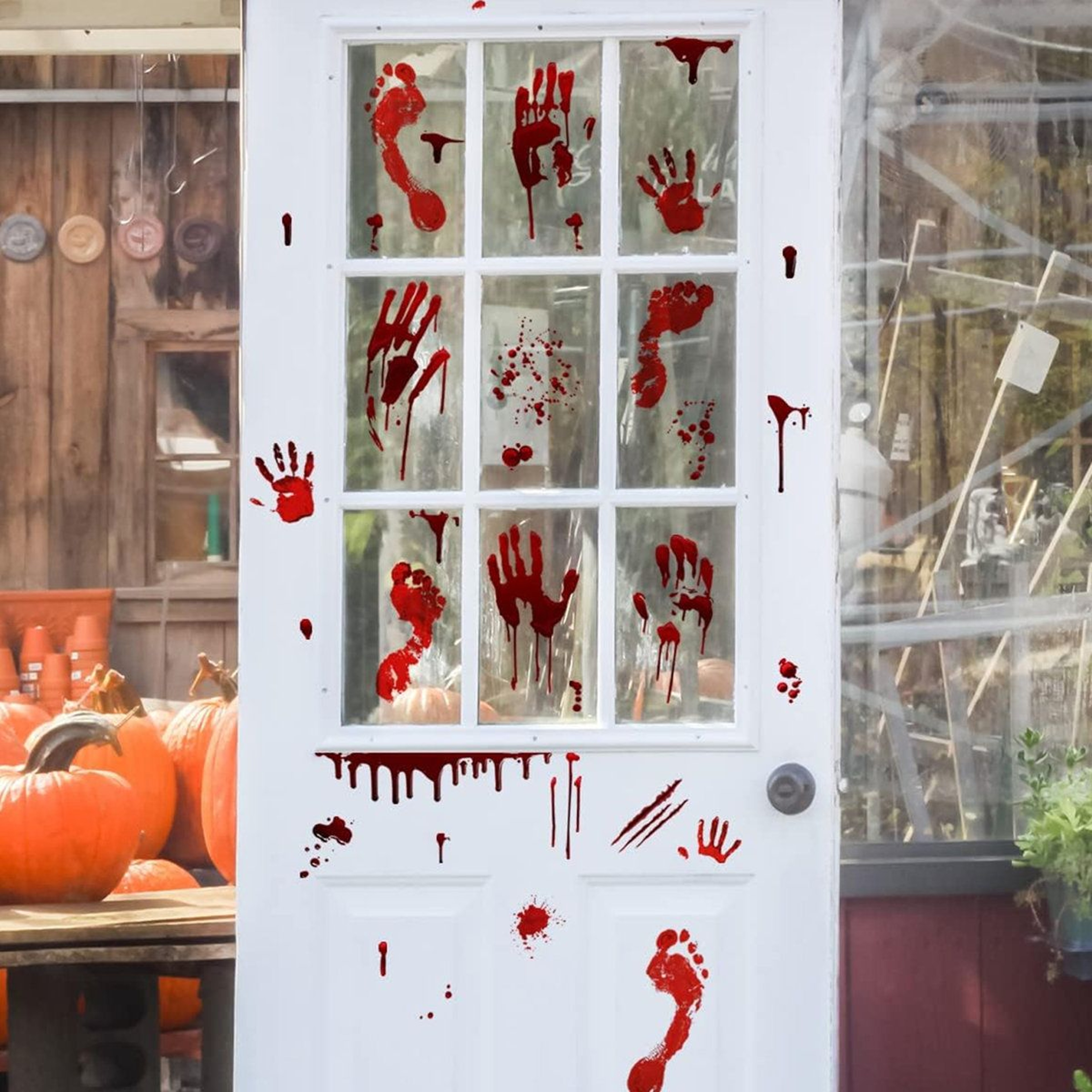 16Piece Halloween Bloody Handprint And Footprint Stickers For Indoor And Outdoor Decor 2