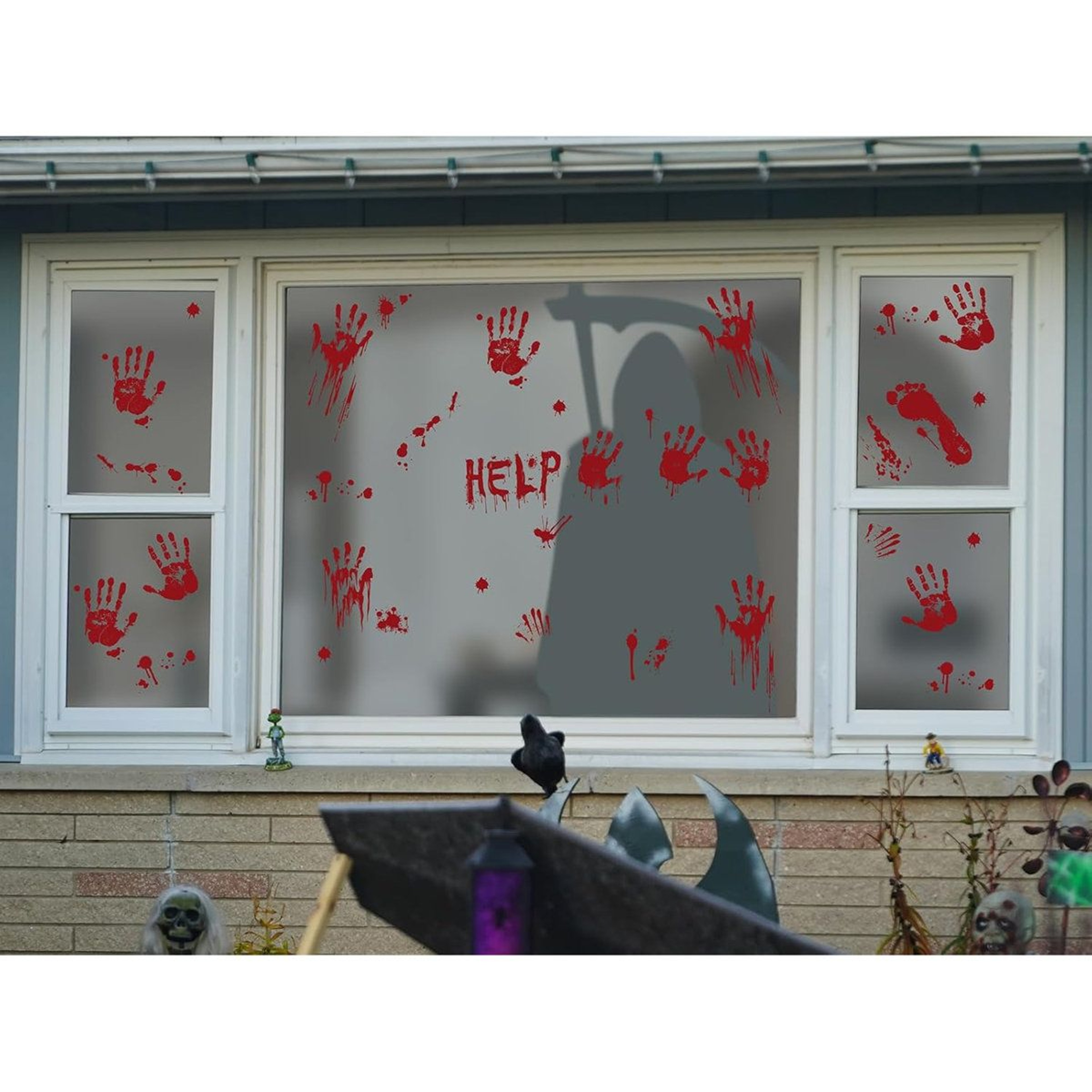 16Piece Halloween Bloody Handprint And Footprint Stickers For Indoor And Outdoor Decor 5