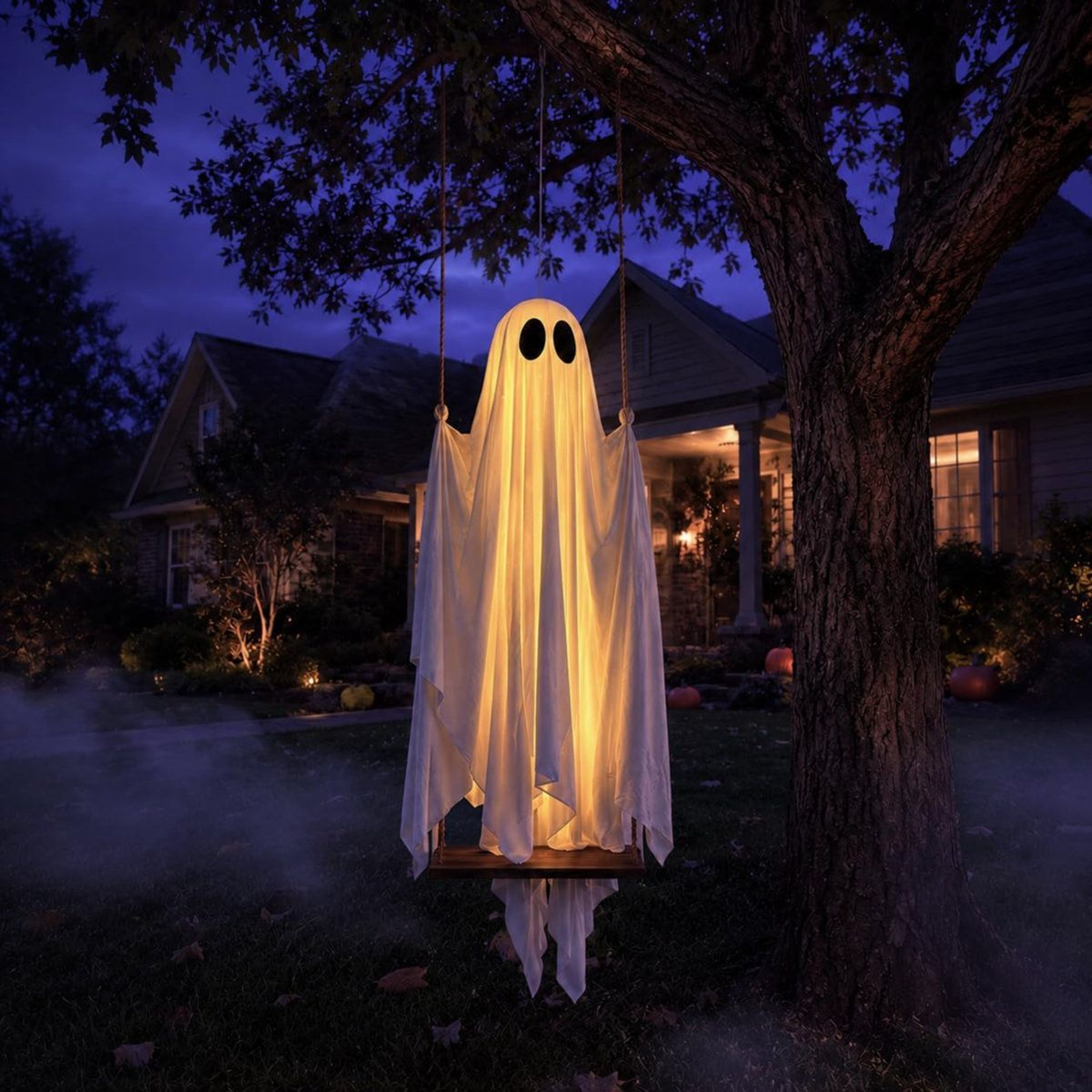 5FT Hanging Swing Ghost Halloween Decoration With RemoteControlled LED Lights 0