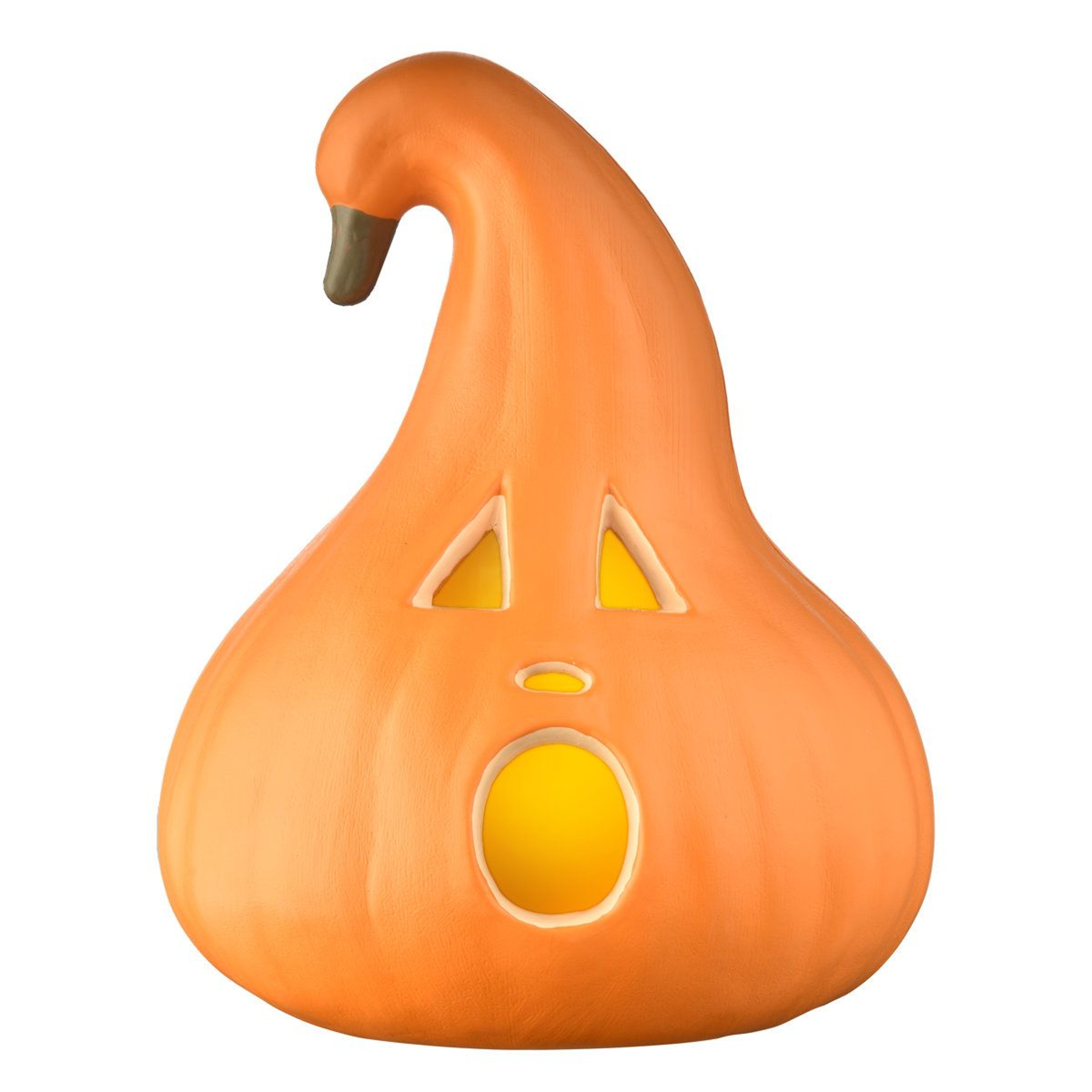 Ghost Face Halloween Pumpkin Decoration With Curved Stem For Indoor And Outdoor Decor 0