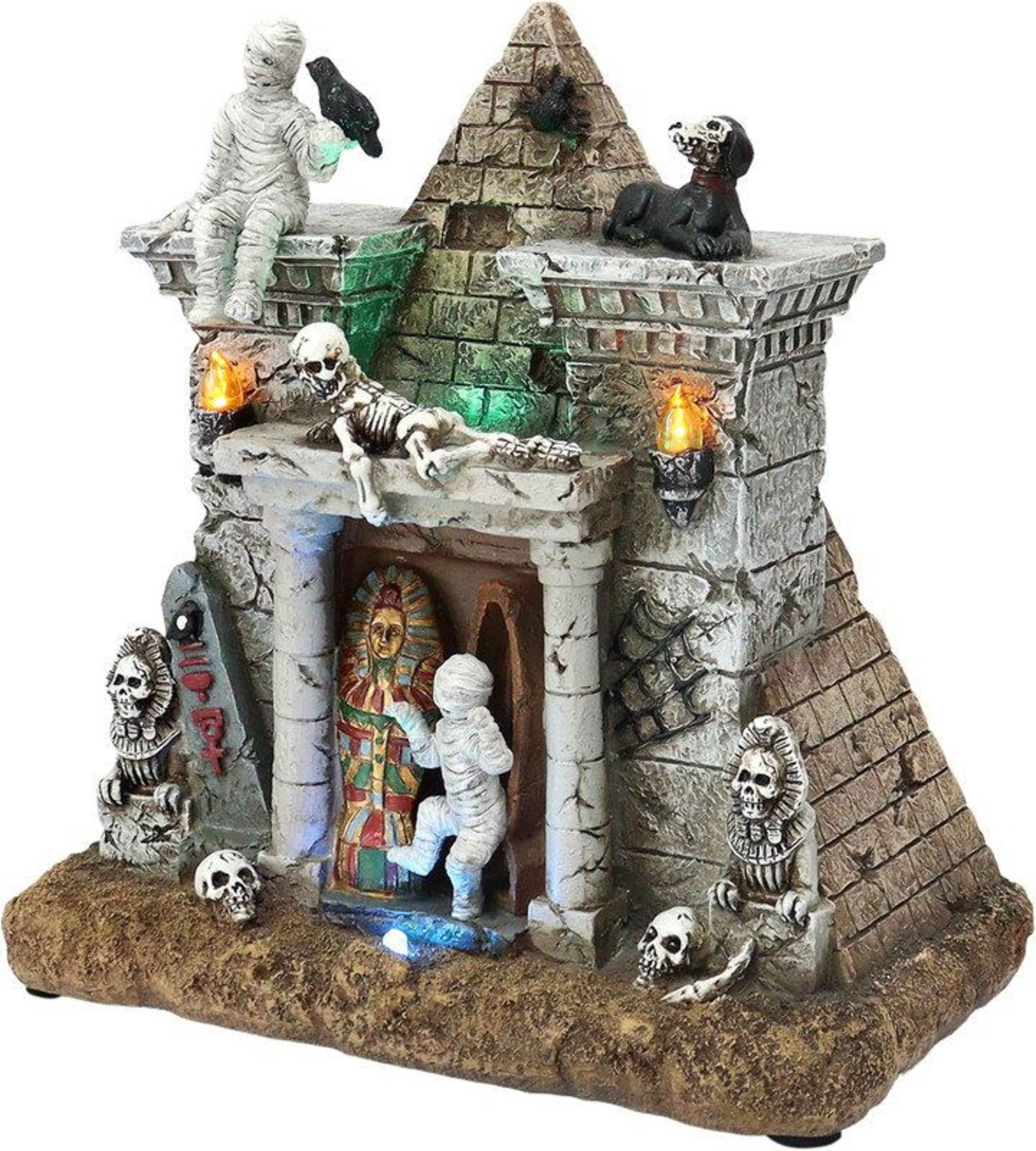 Halloween Mummy Pyramid Figurine With LED Lights And Music  HandPainted Resin Decor 4