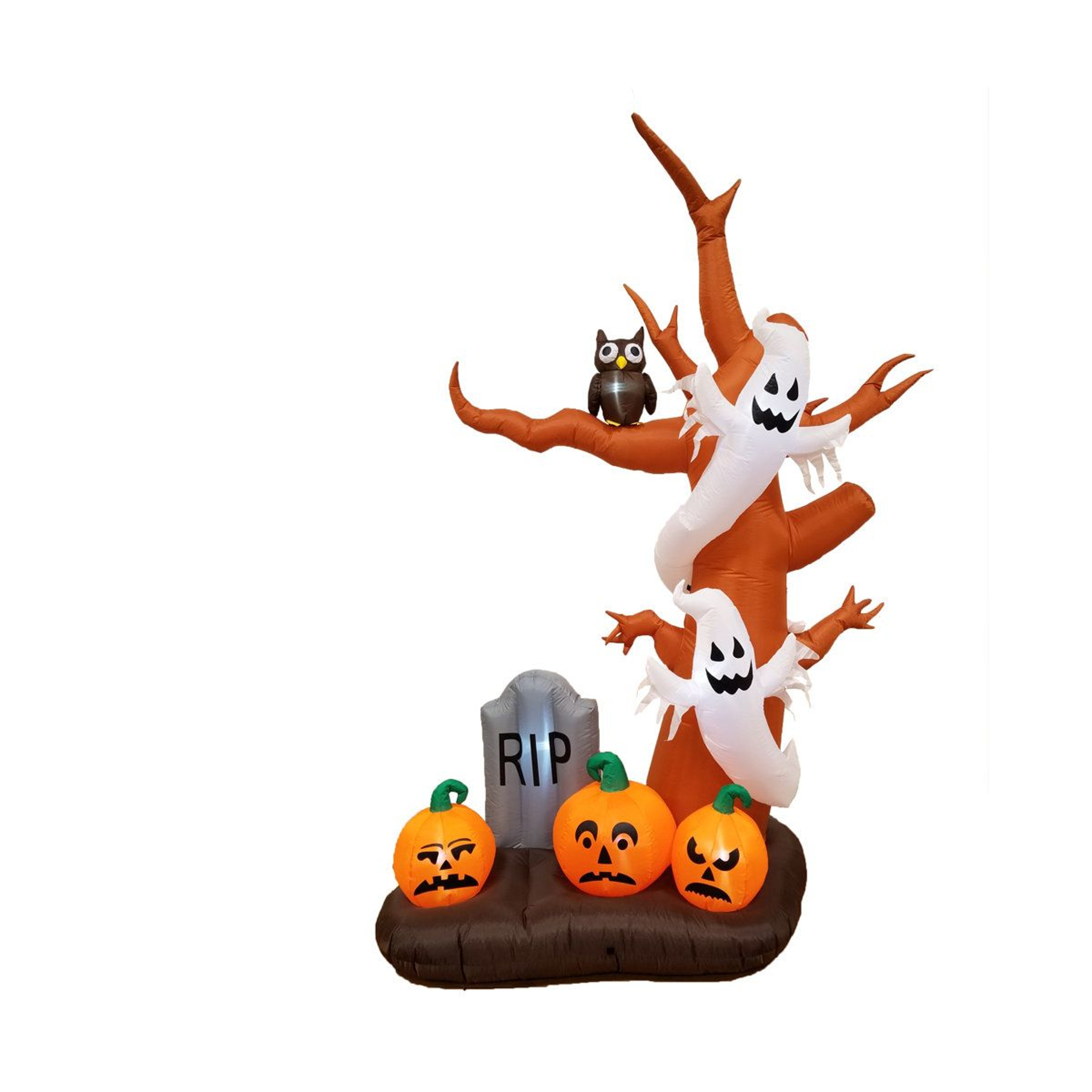 9 Ft Lighted Halloween Inflatable Tree With Ghosts Pumpkins And Tombstone 0