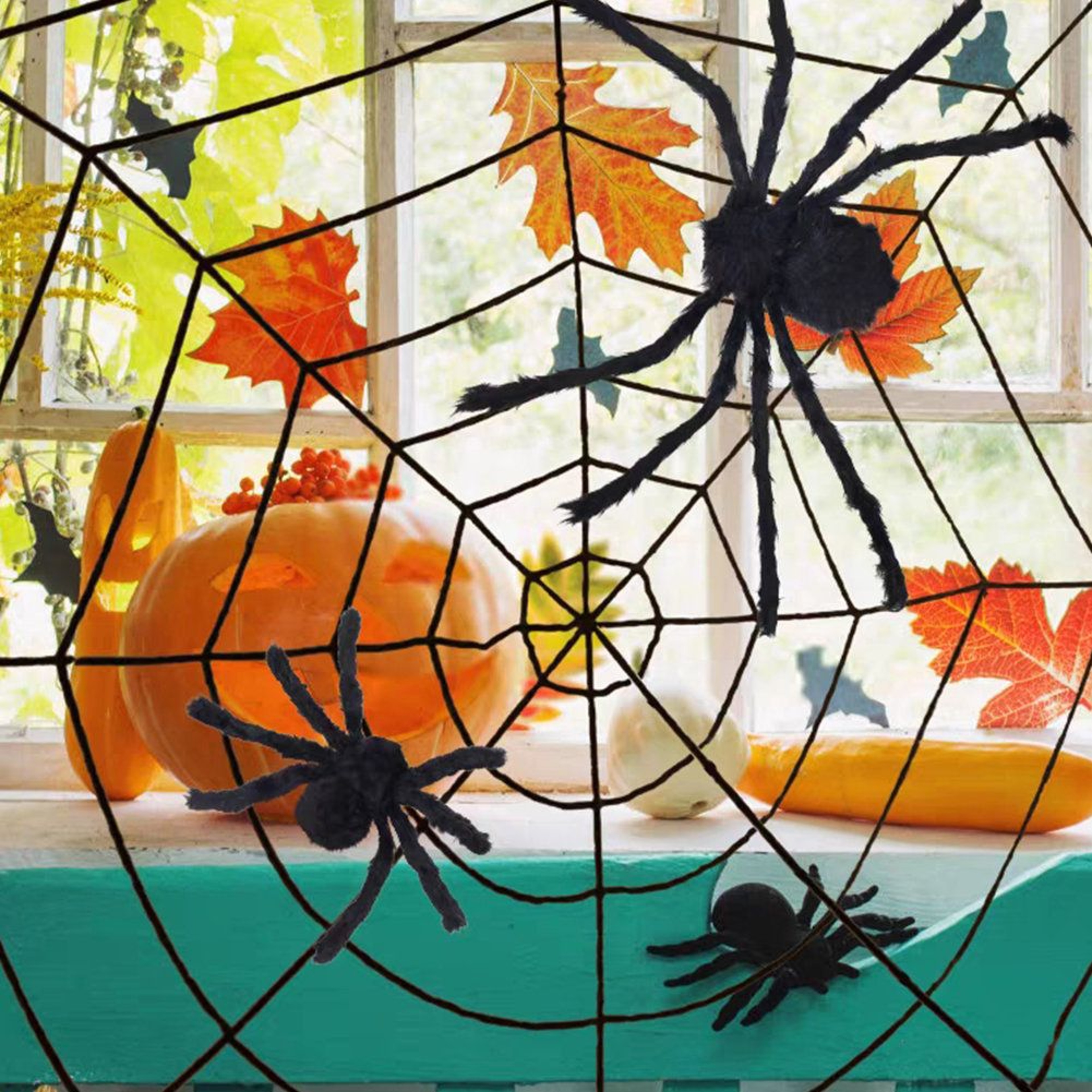 Halloween Spider Web Decoration  98 Ft Black Stretchable Outdoor Spider Web 1