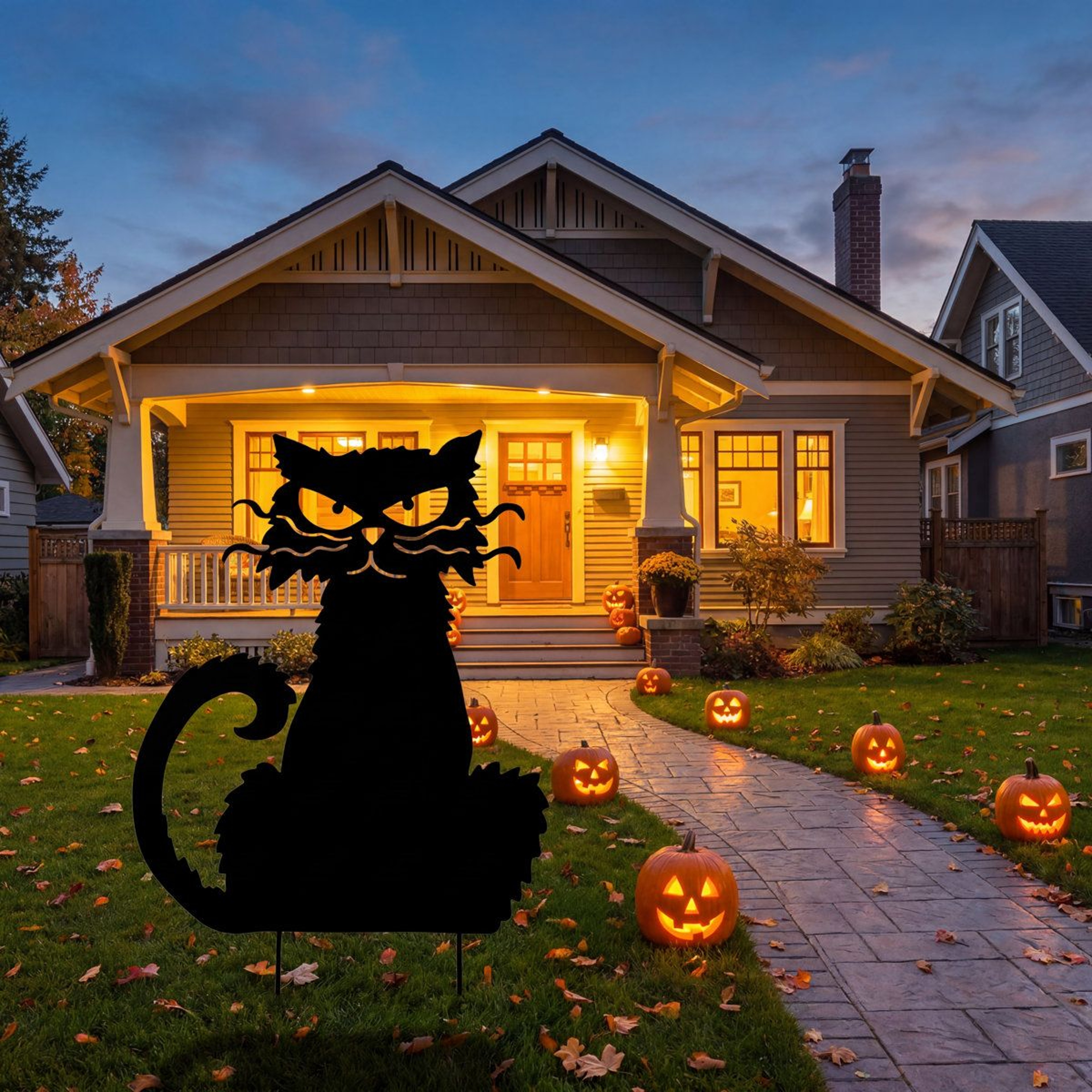 Halloween Black Cat Metal Garden Stake Outdoor Yard Decoration 3