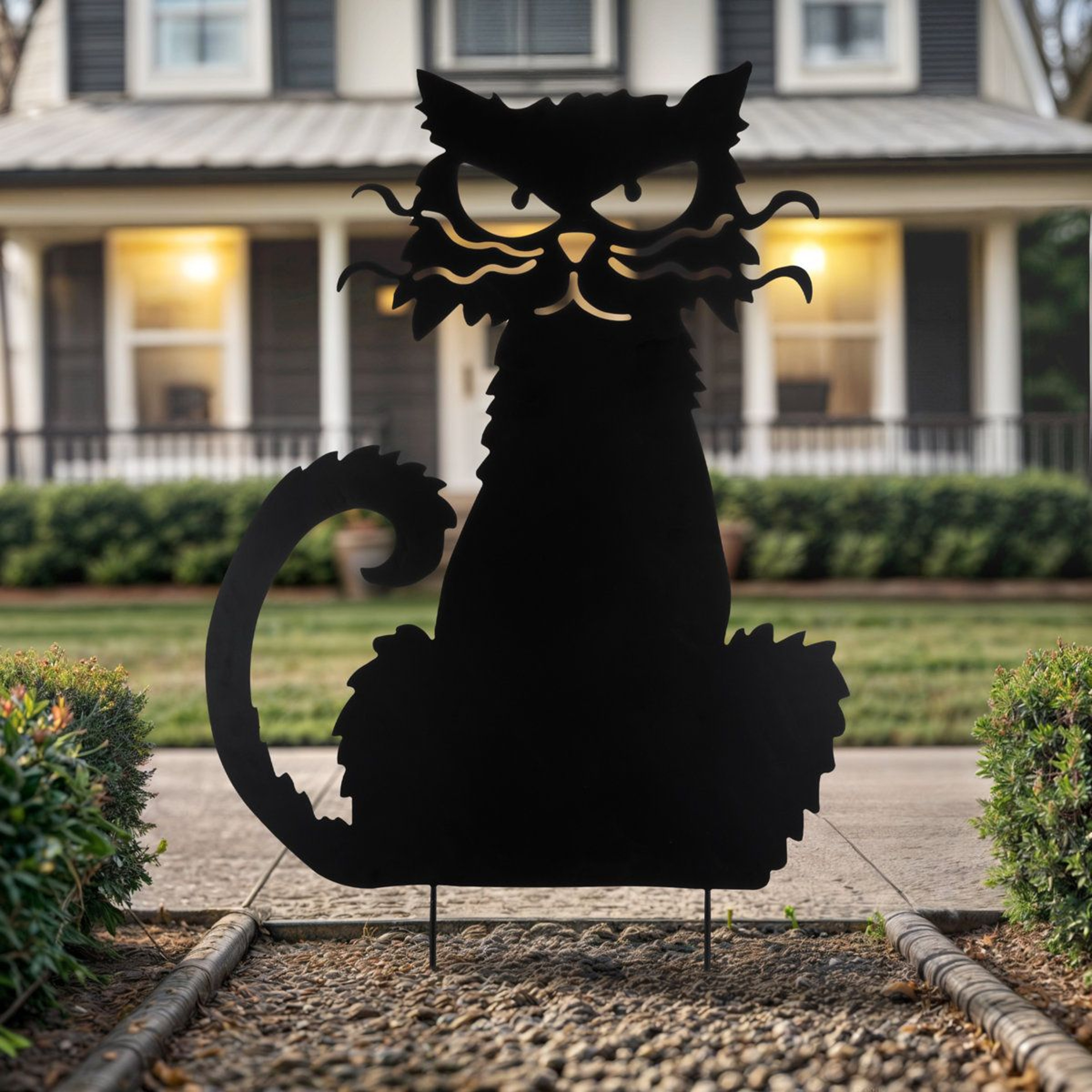 Halloween Black Cat Metal Garden Stake Outdoor Yard Decoration 4