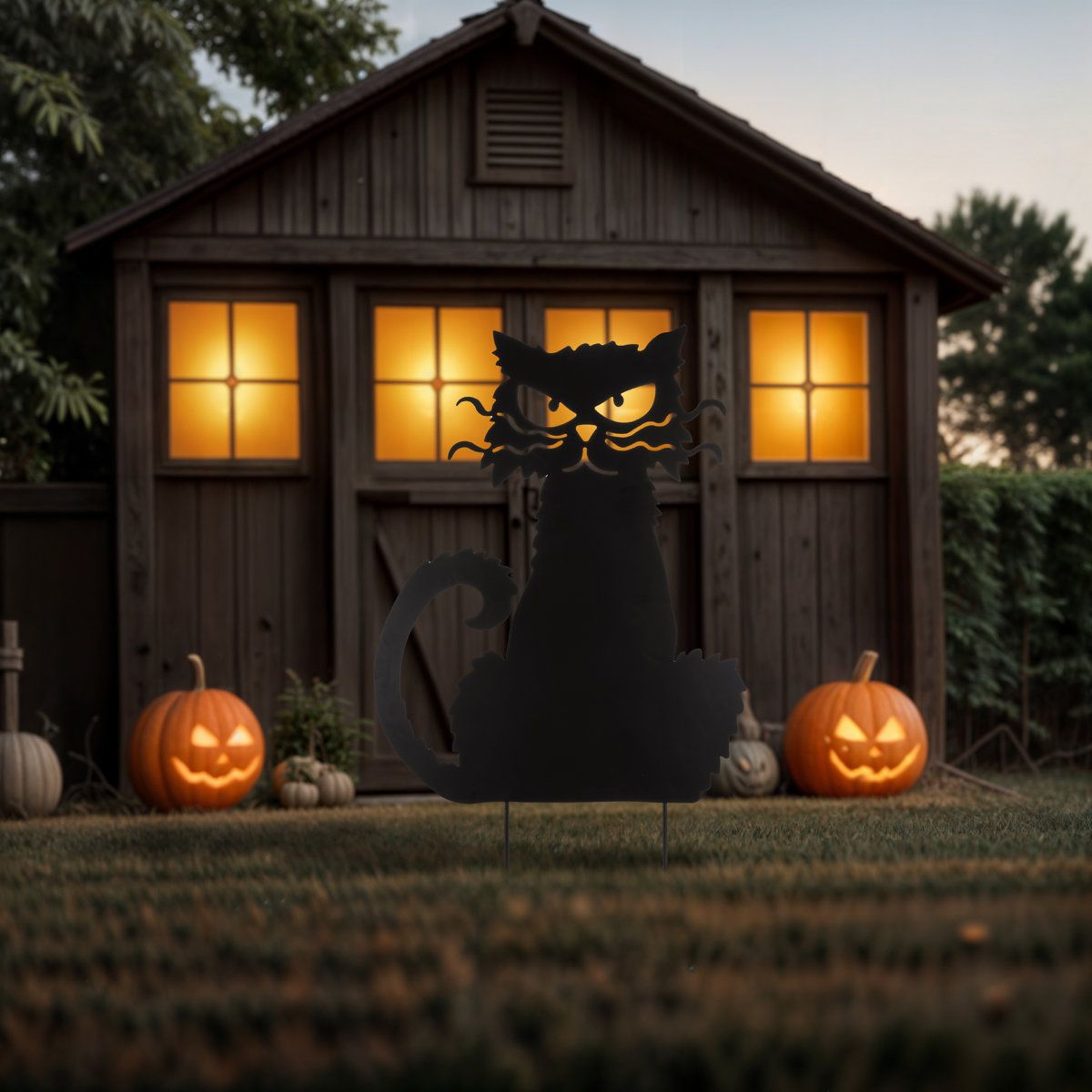 Halloween Black Cat Metal Garden Stake Outdoor Yard Decoration 6