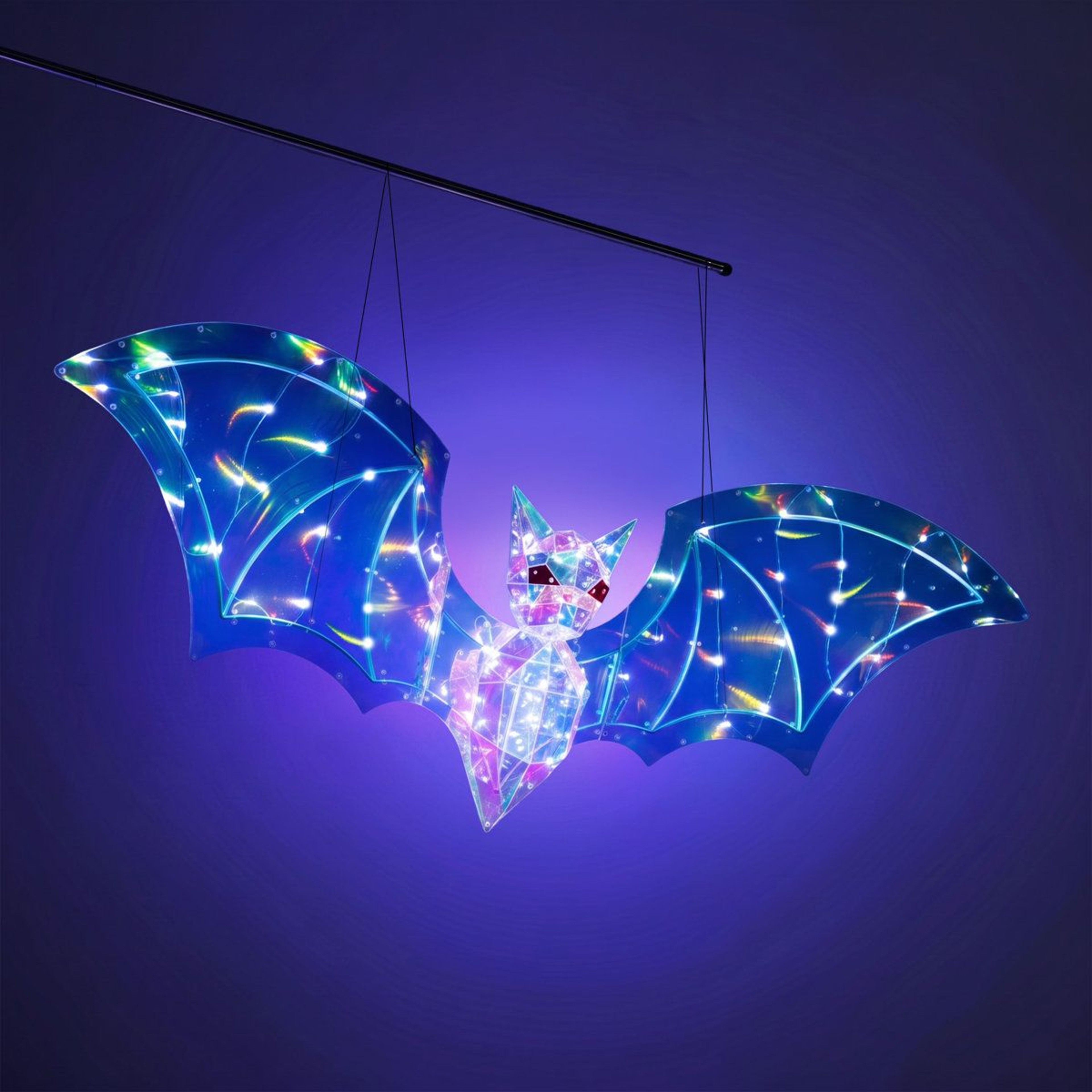 Hanging LED Halloween Bat Decoration With Iridescent Multicolor Glow 5