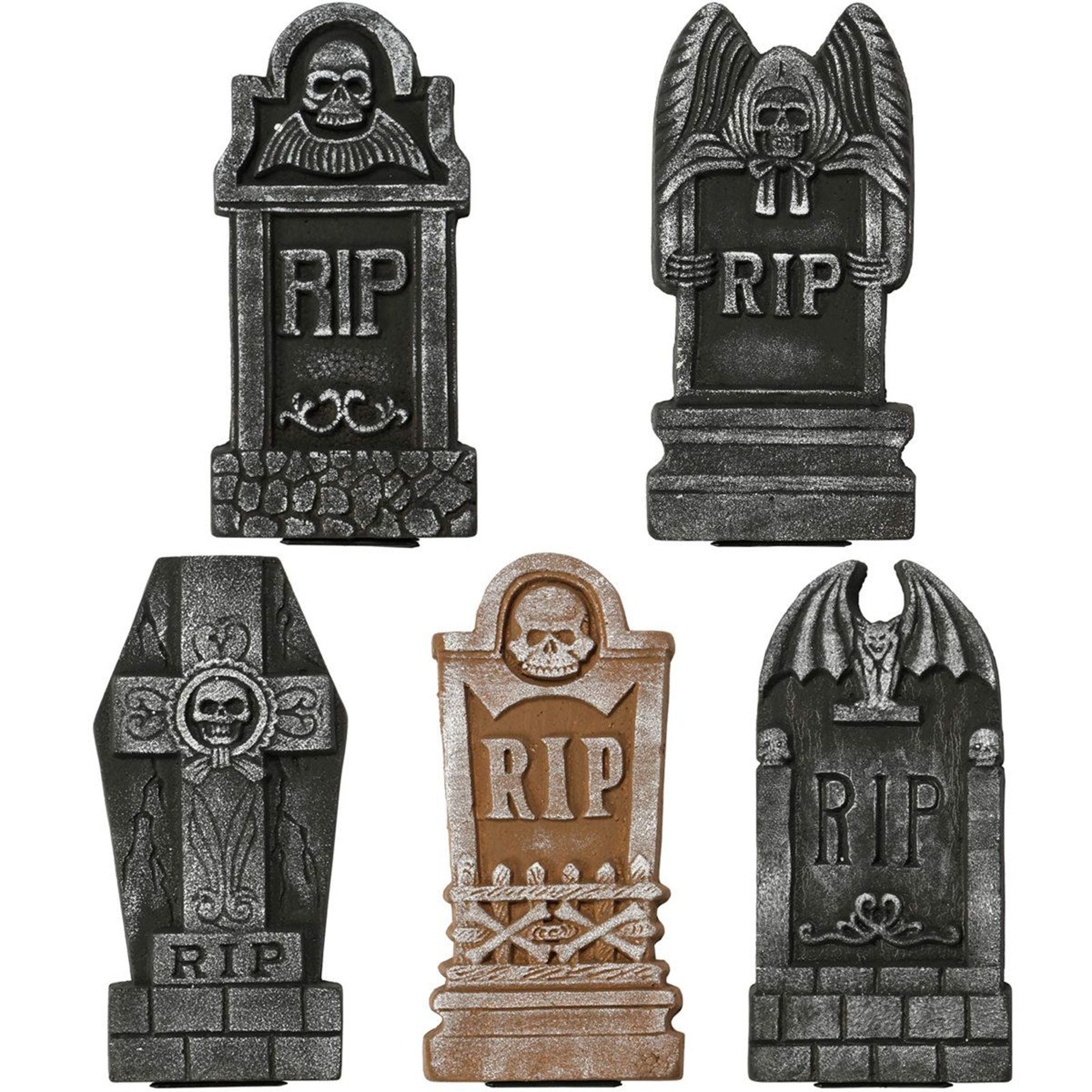5Piece Halloween Foam Tombstone Decorations With Metal Stakes For Yard And Lawn 10