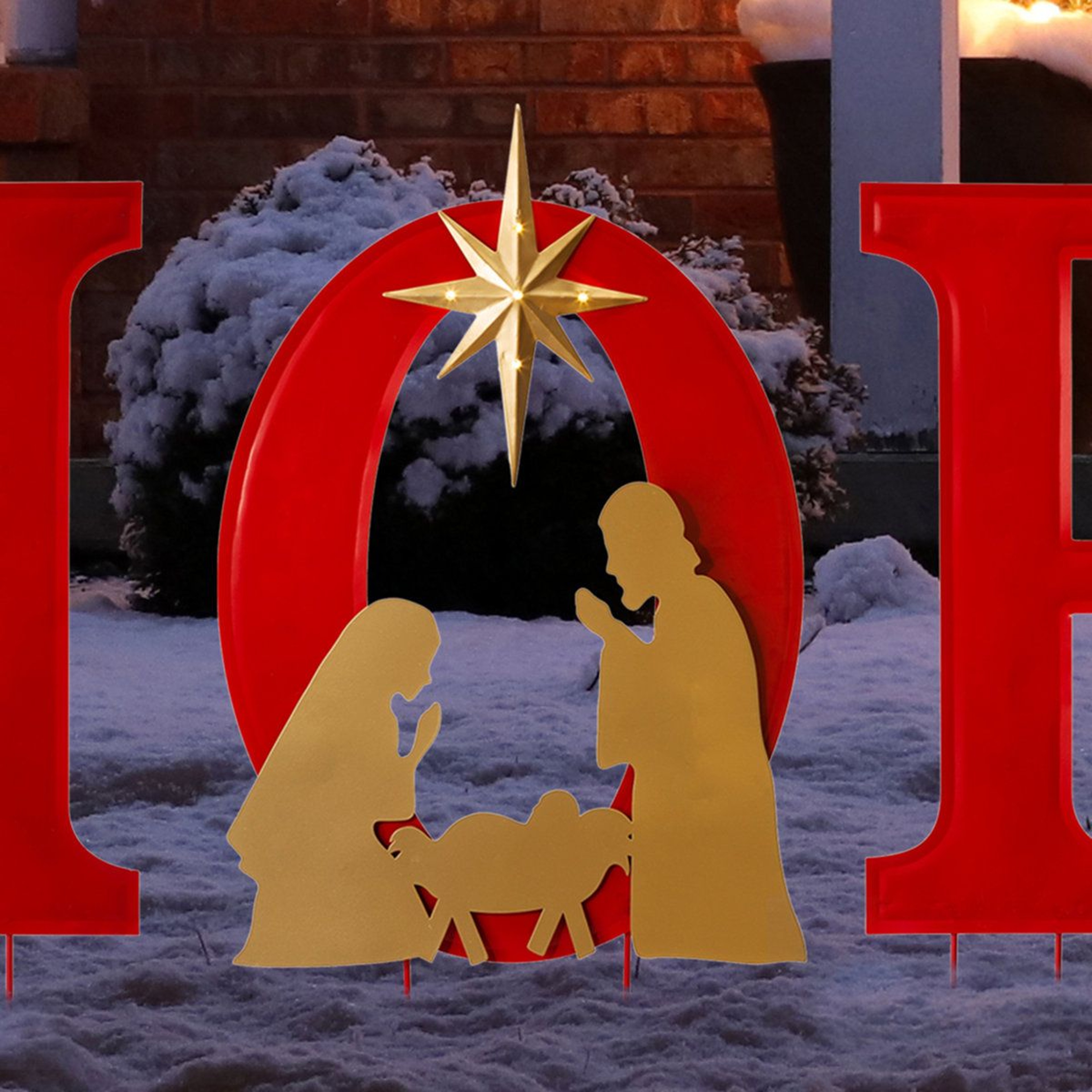 LED Lighted HOPE Nativity Christmas Garden Stakes  4Piece Metal Yard Decor 2