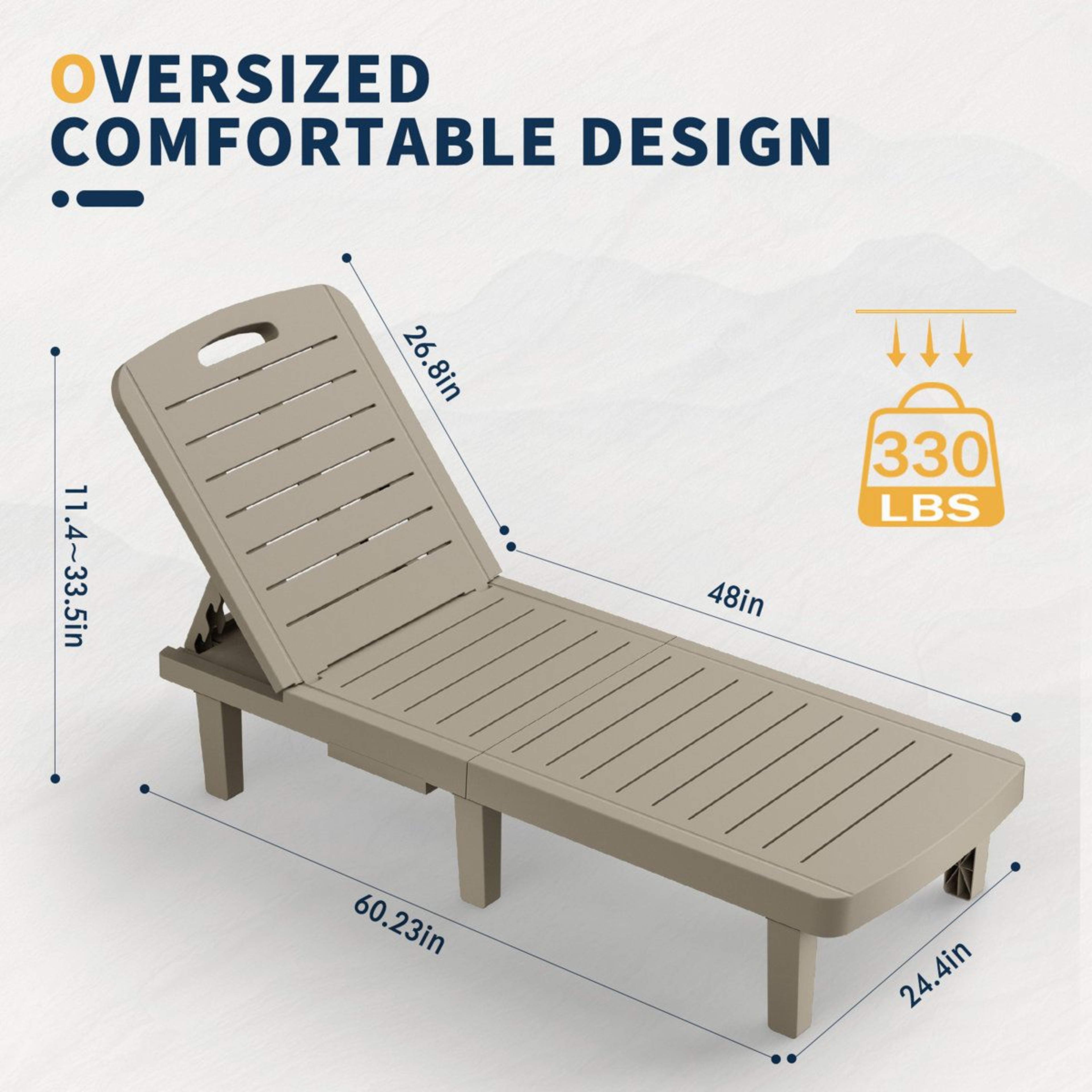 Outdoor Resin Chaise Lounge Chairs With Adjustable Recline And Cup Holders Set Of 2 3