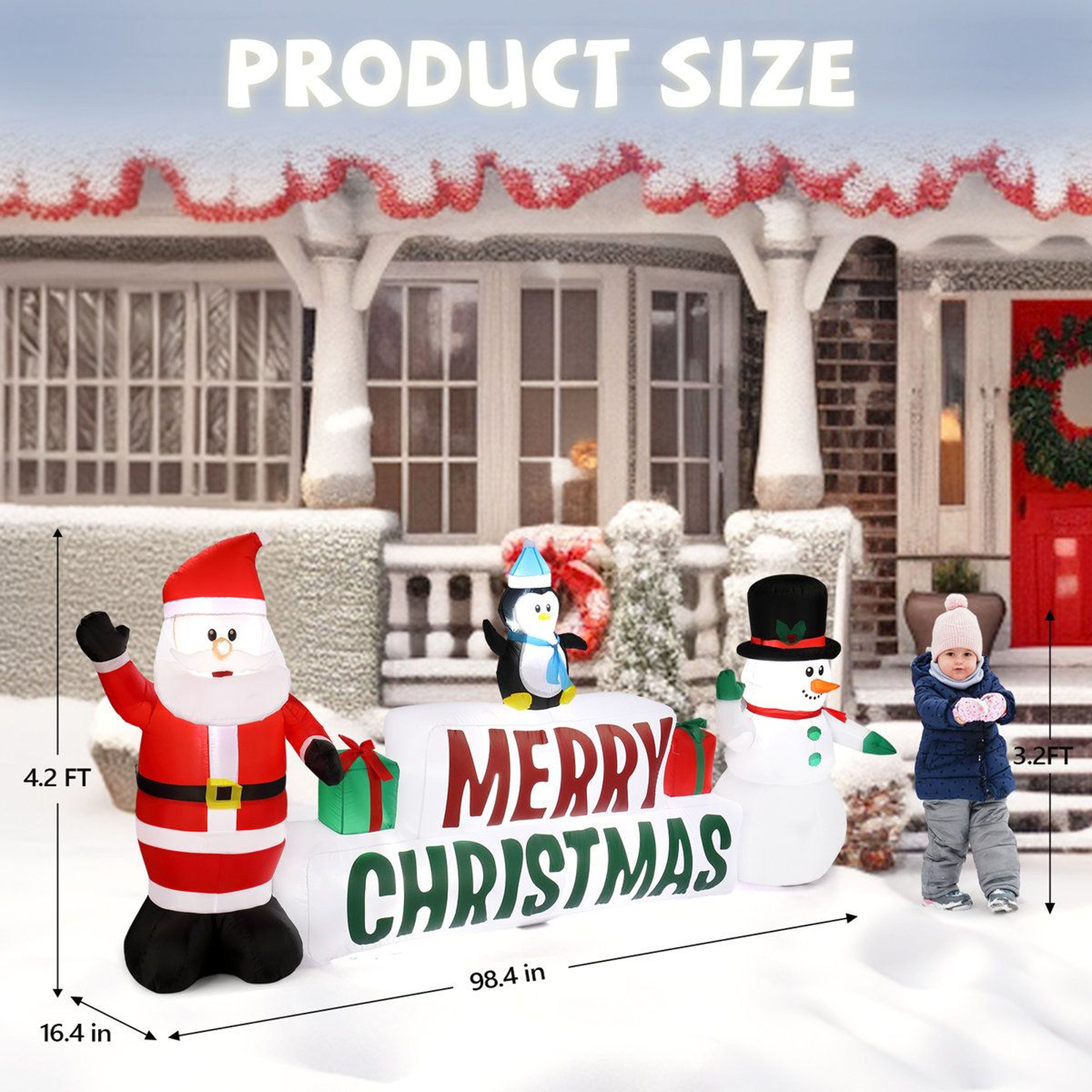 LED Lighted Santa Claus And Snowman Christmas Inflatable Outdoor Decoration 1