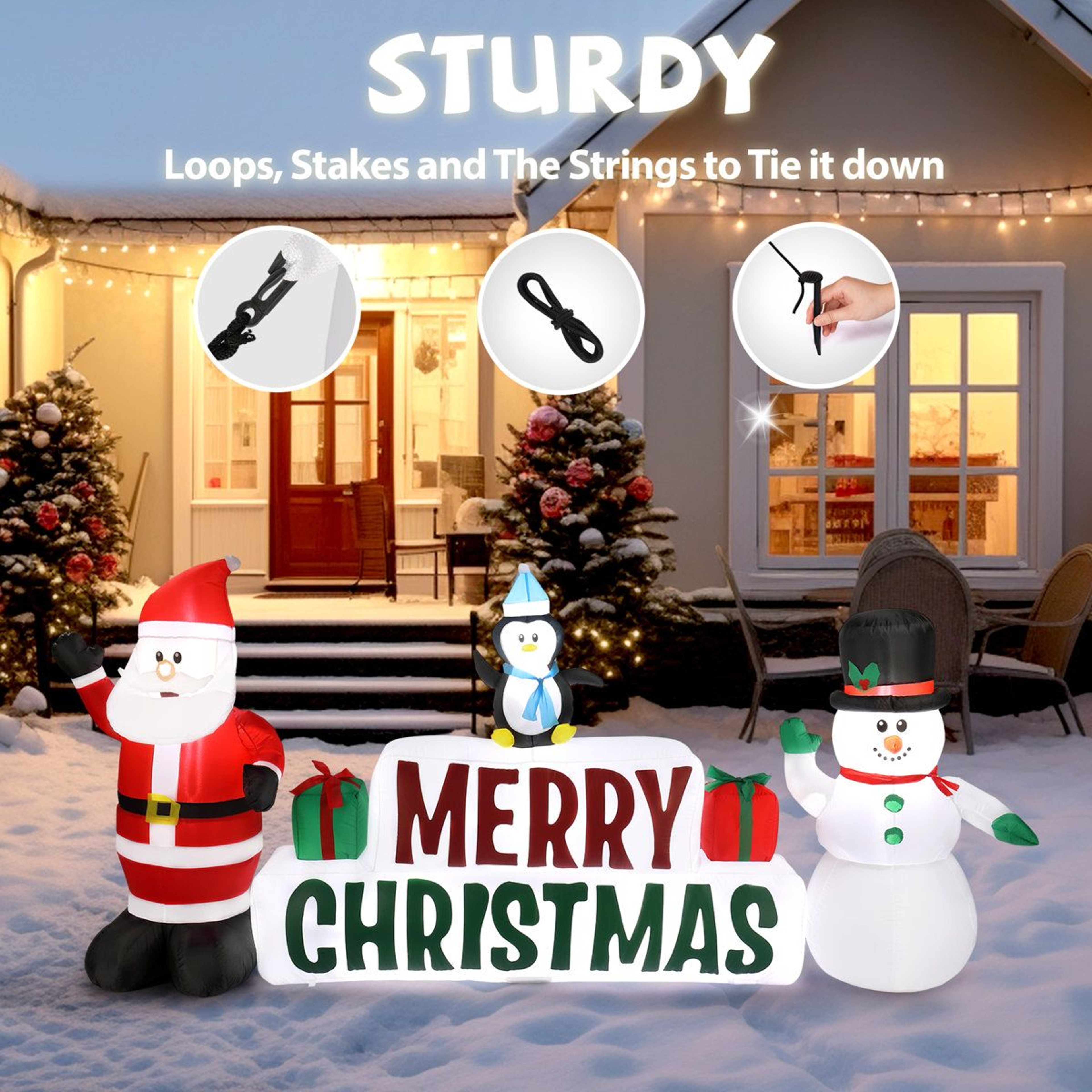 LED Lighted Santa Claus And Snowman Christmas Inflatable Outdoor Decoration 4