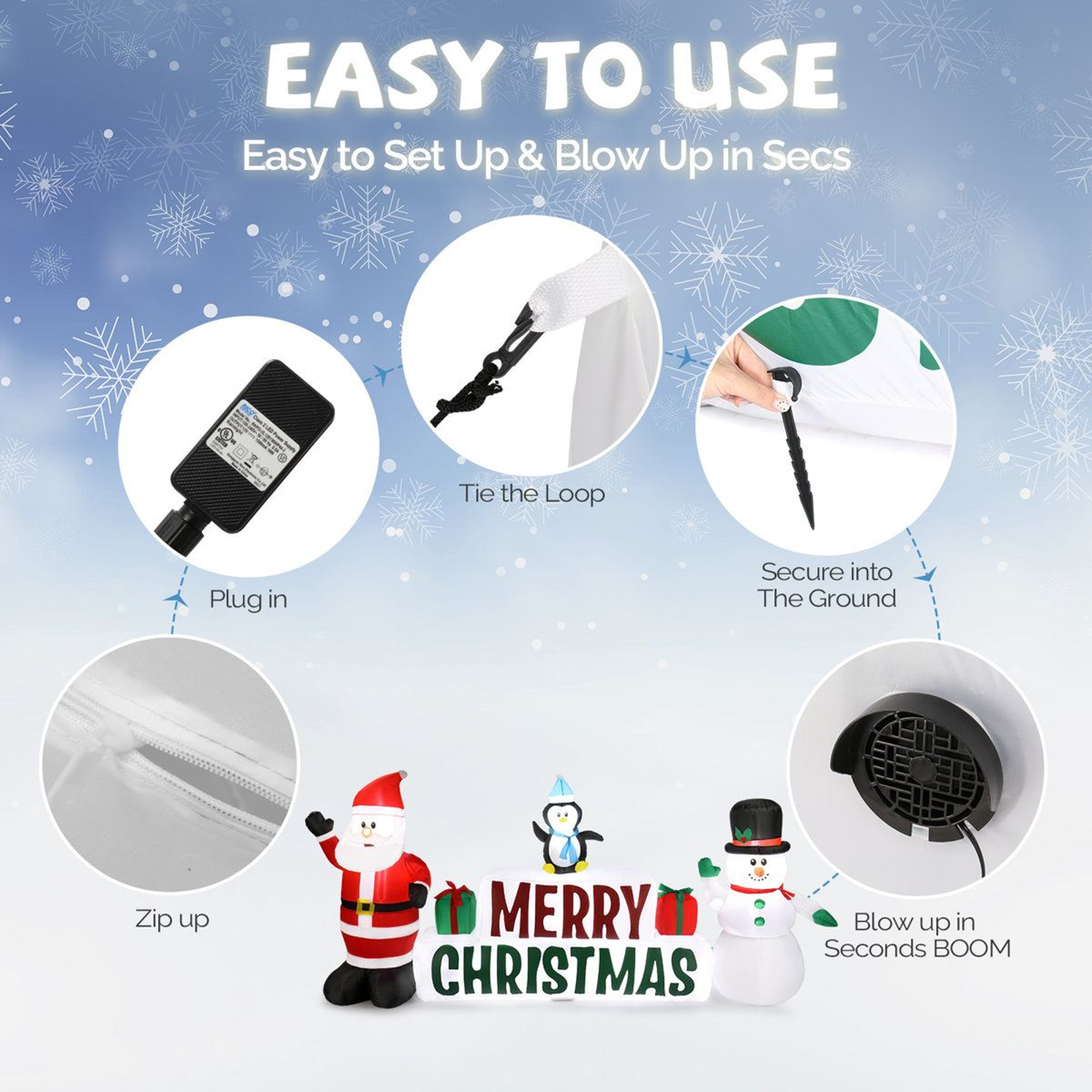 LED Lighted Santa Claus And Snowman Christmas Inflatable Outdoor Decoration 5