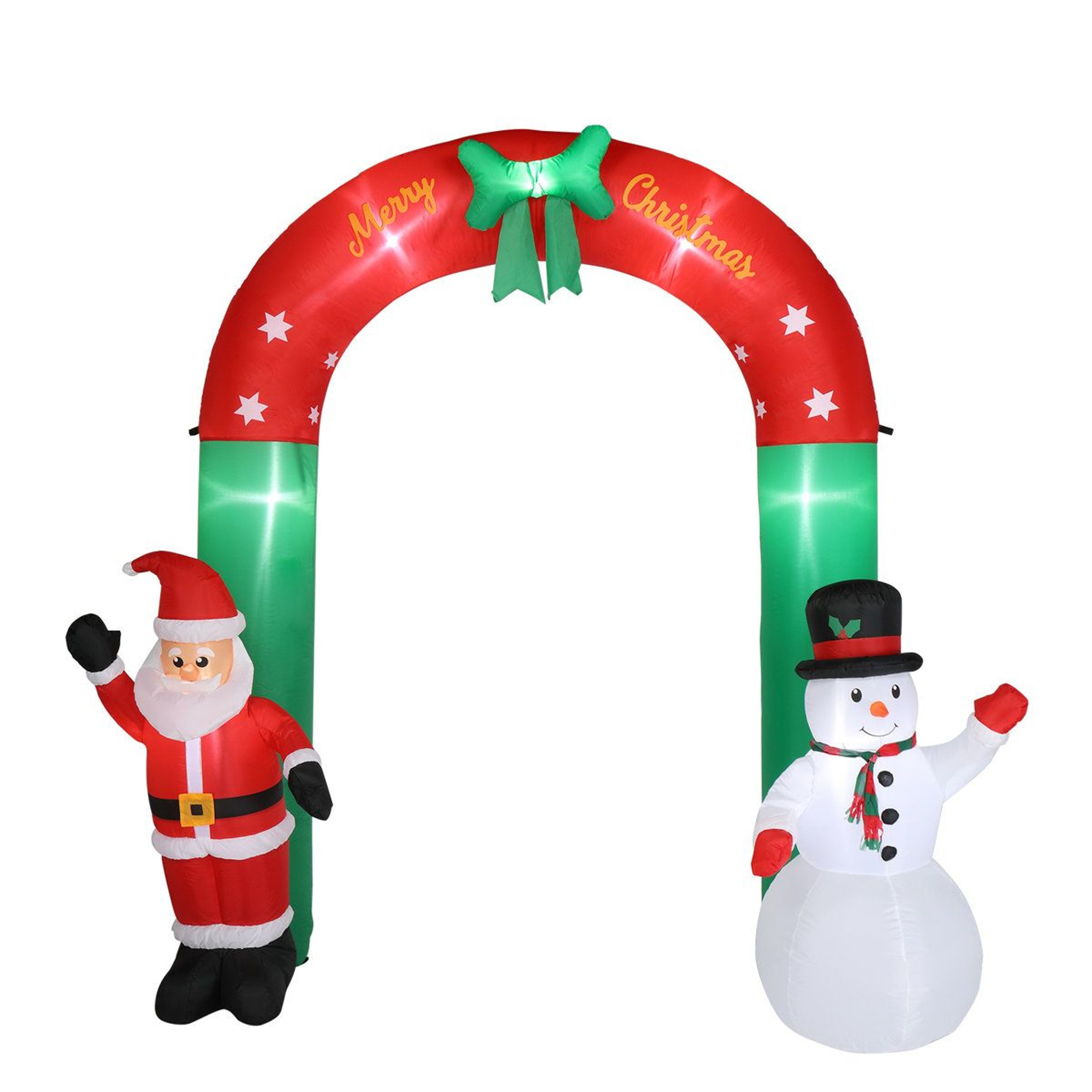 8 FT LED Christmas Inflatable Archway With Santa And Snowman For Outdoor Decorations 0