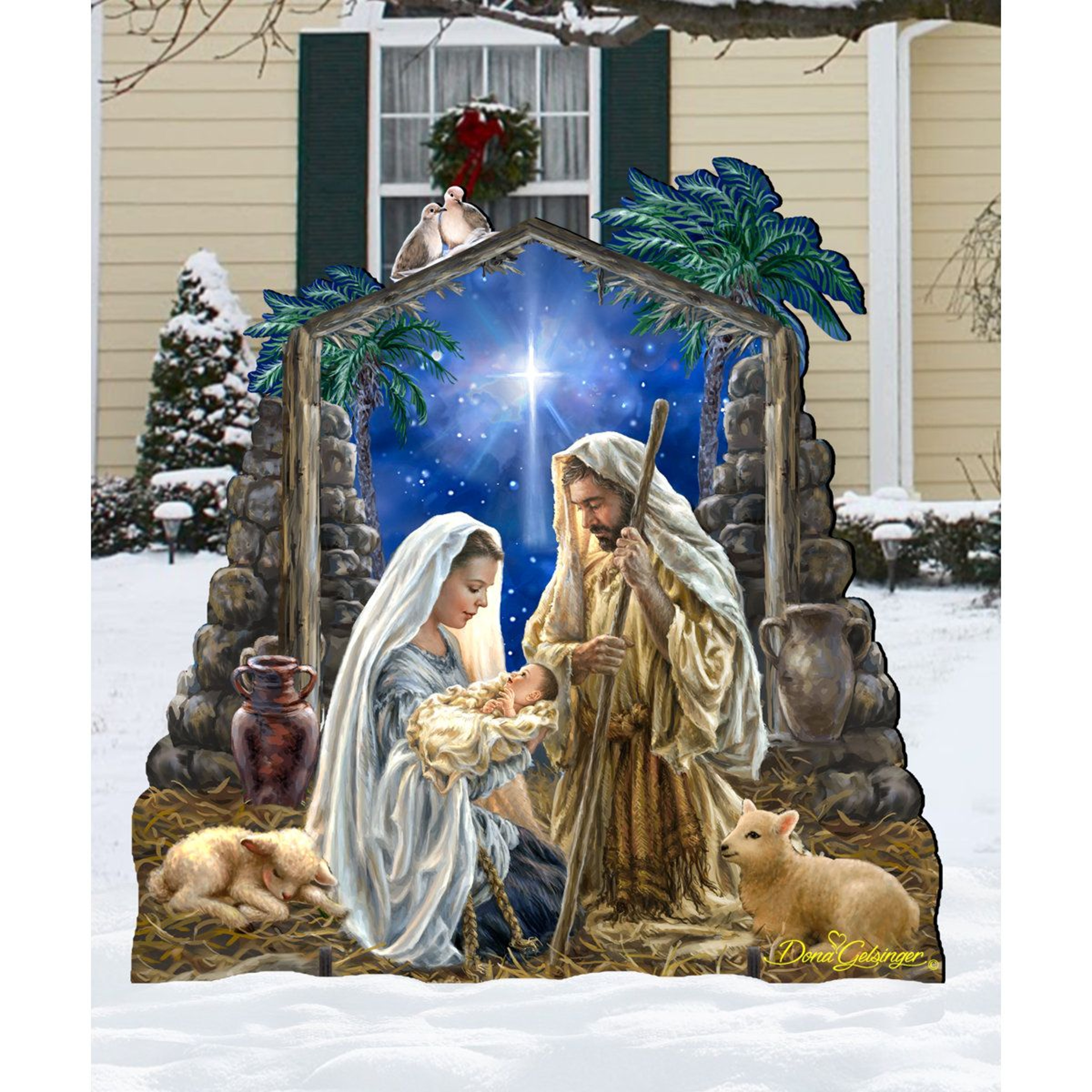 Outdoor Nativity Christmas Decoration With Weather And UV Resistant Wood 2