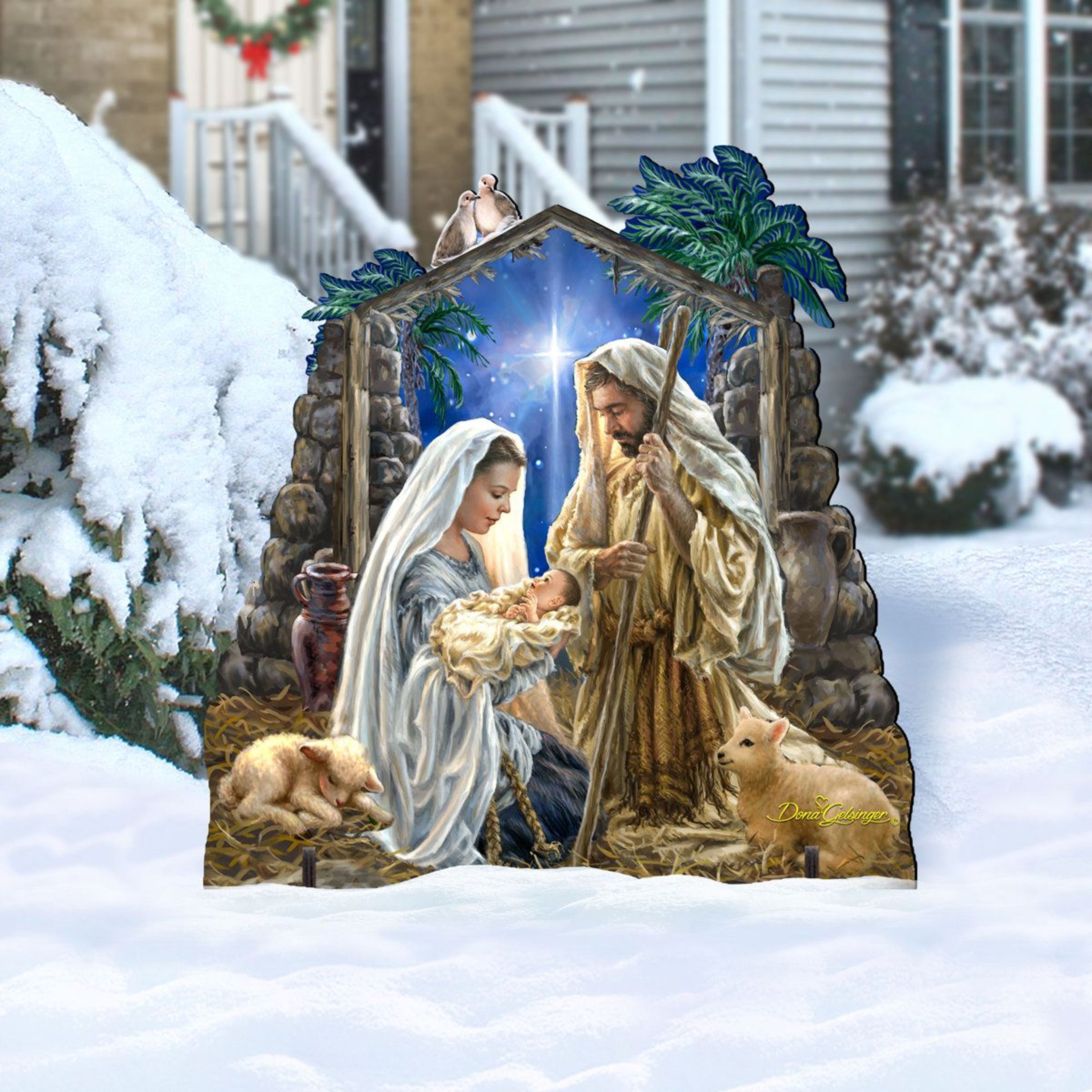Outdoor Nativity Christmas Decoration With Weather And UV Resistant Wood 0