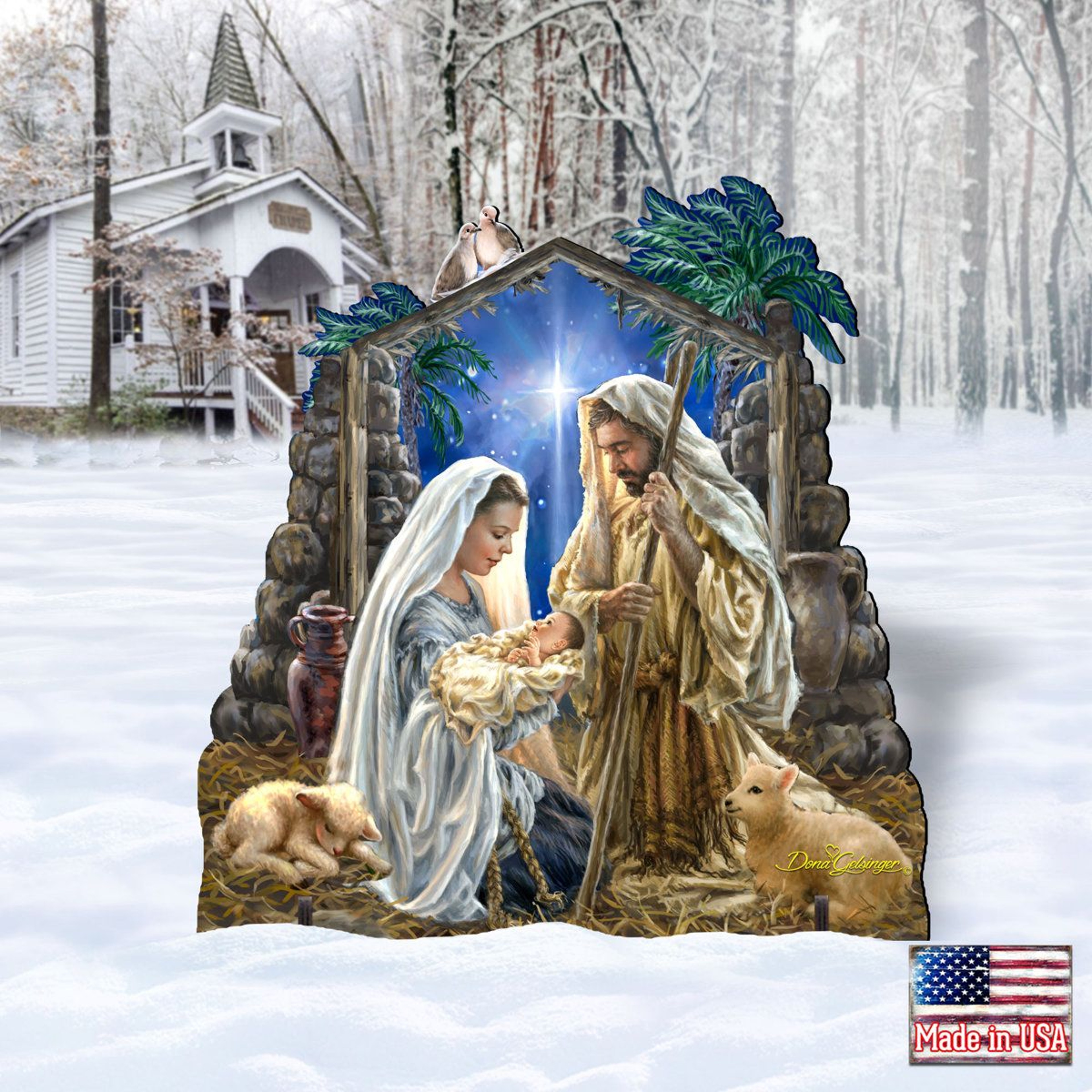 Outdoor Nativity Christmas Decoration With Weather And UV Resistant Wood 6