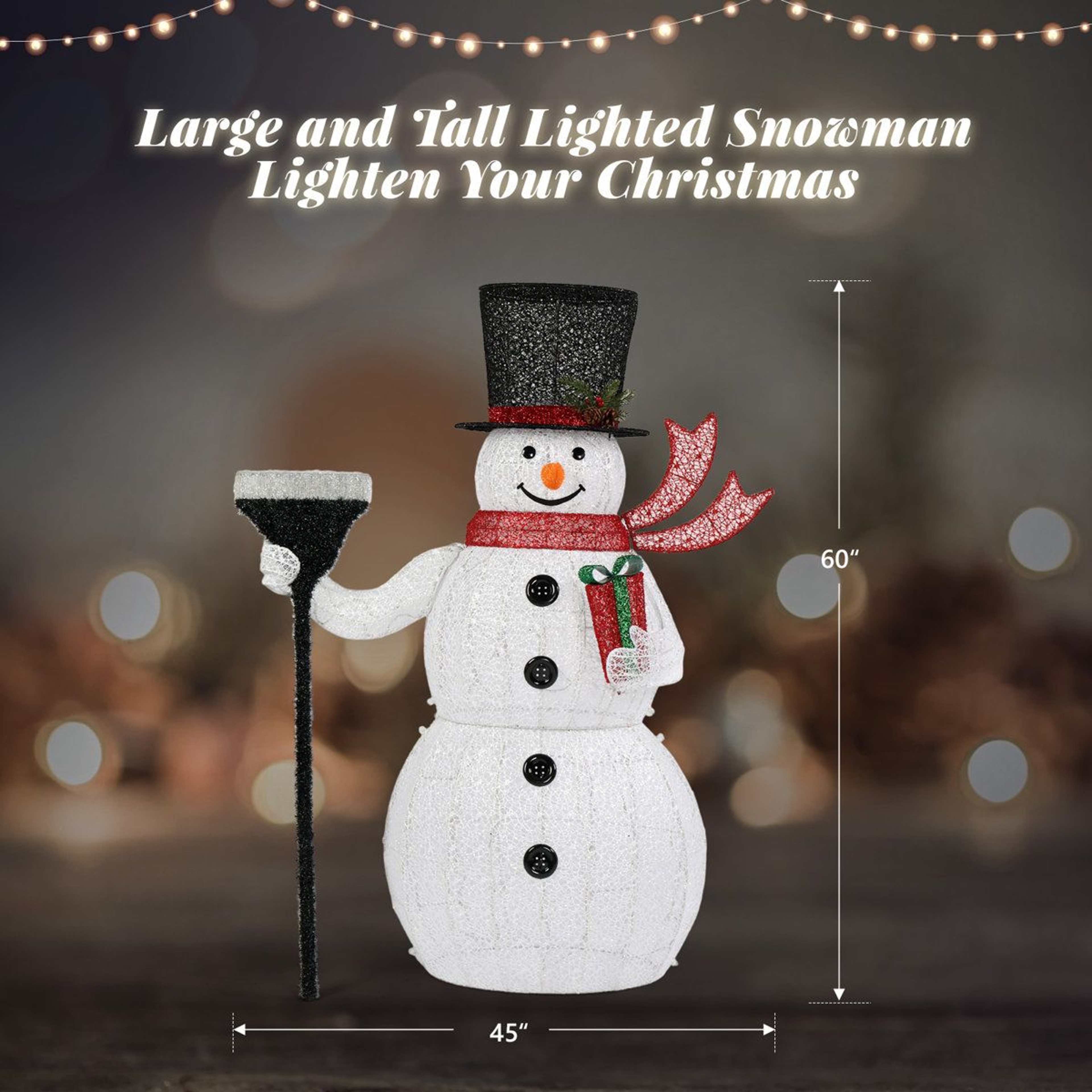 60Inch Outdoor LED Snowman Christmas Decoration With 200 White Lights 1