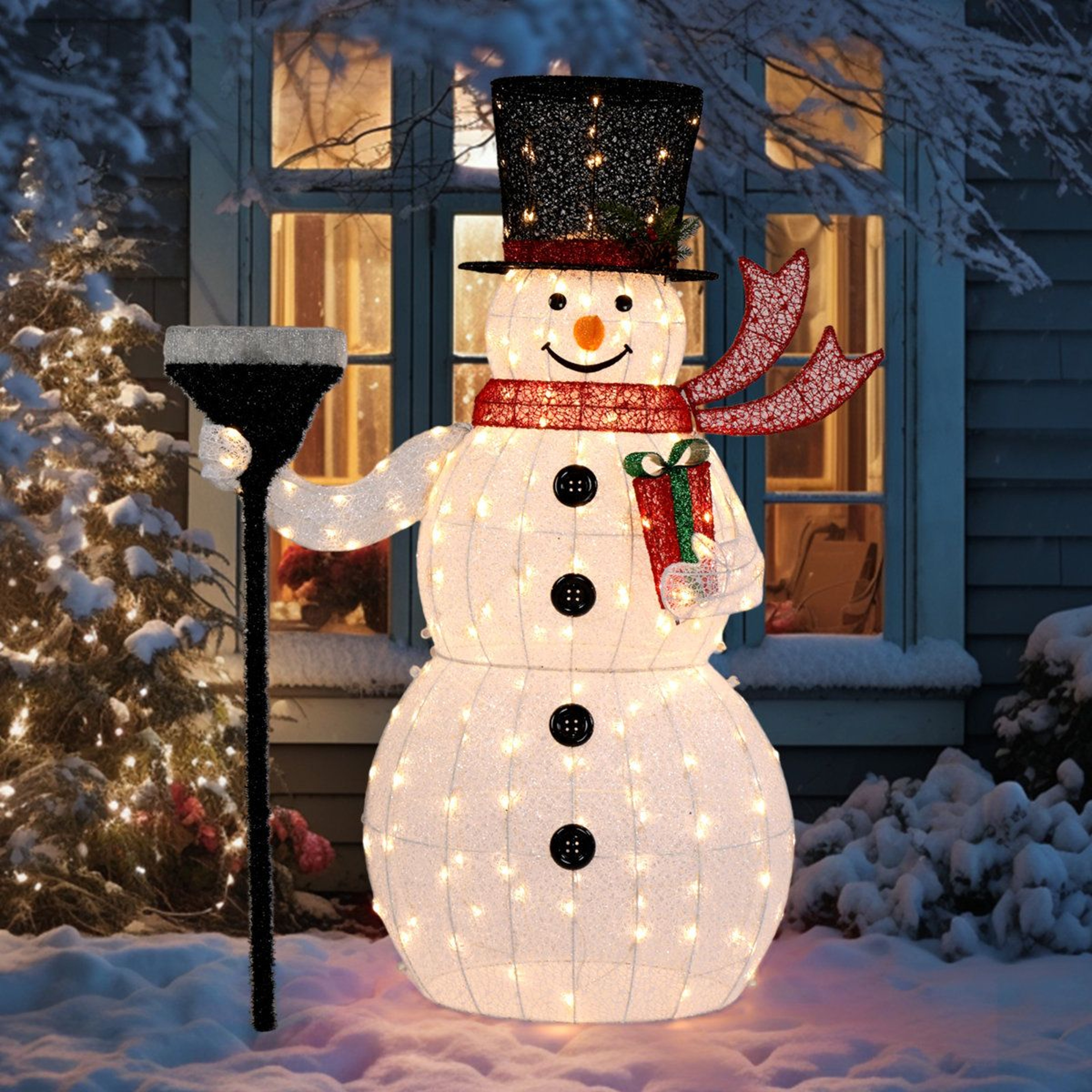 60Inch Outdoor LED Snowman Christmas Decoration With 200 White Lights 5