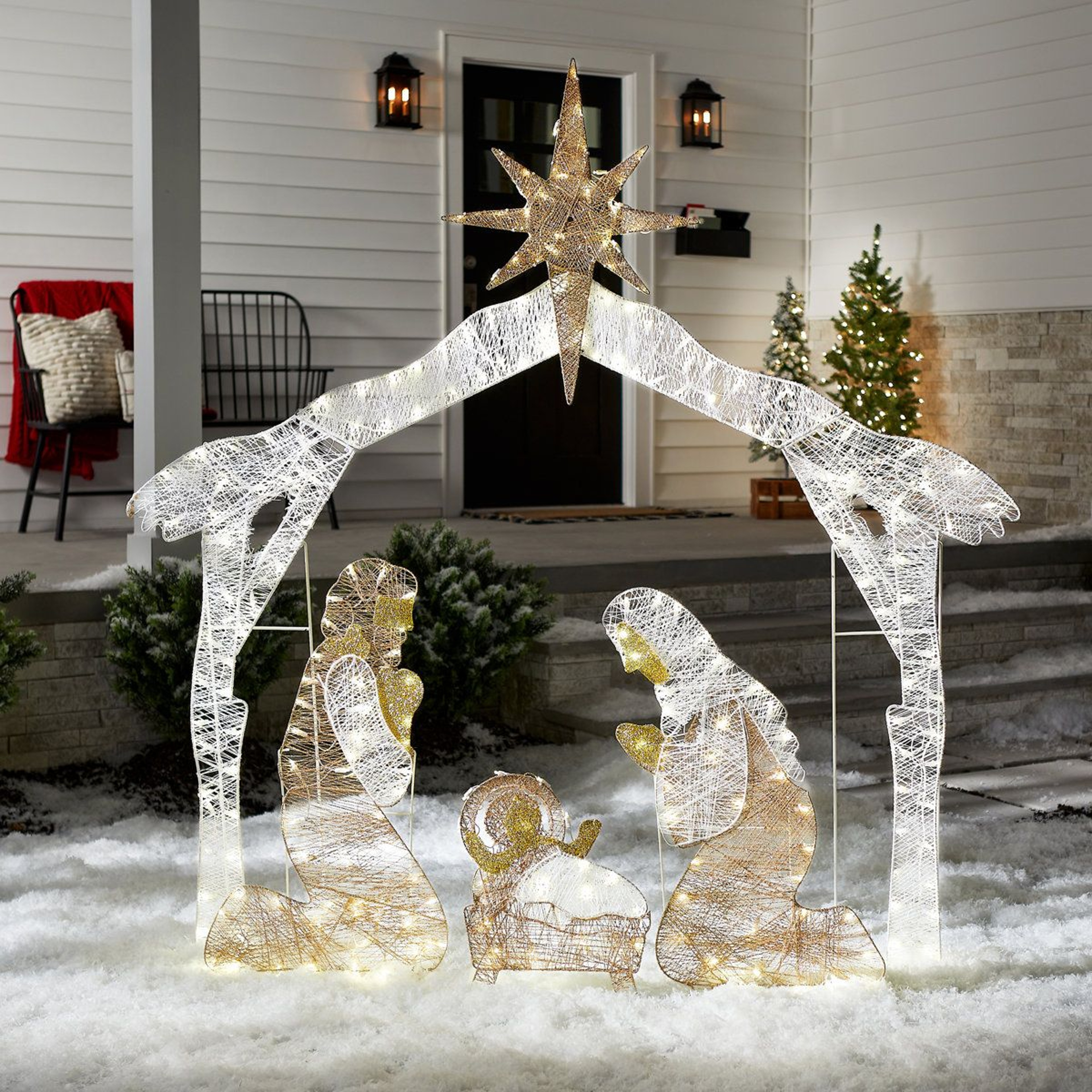 72 Inch Lighted Outdoor Nativity Scene With 245 Clear Christmas Lights 3