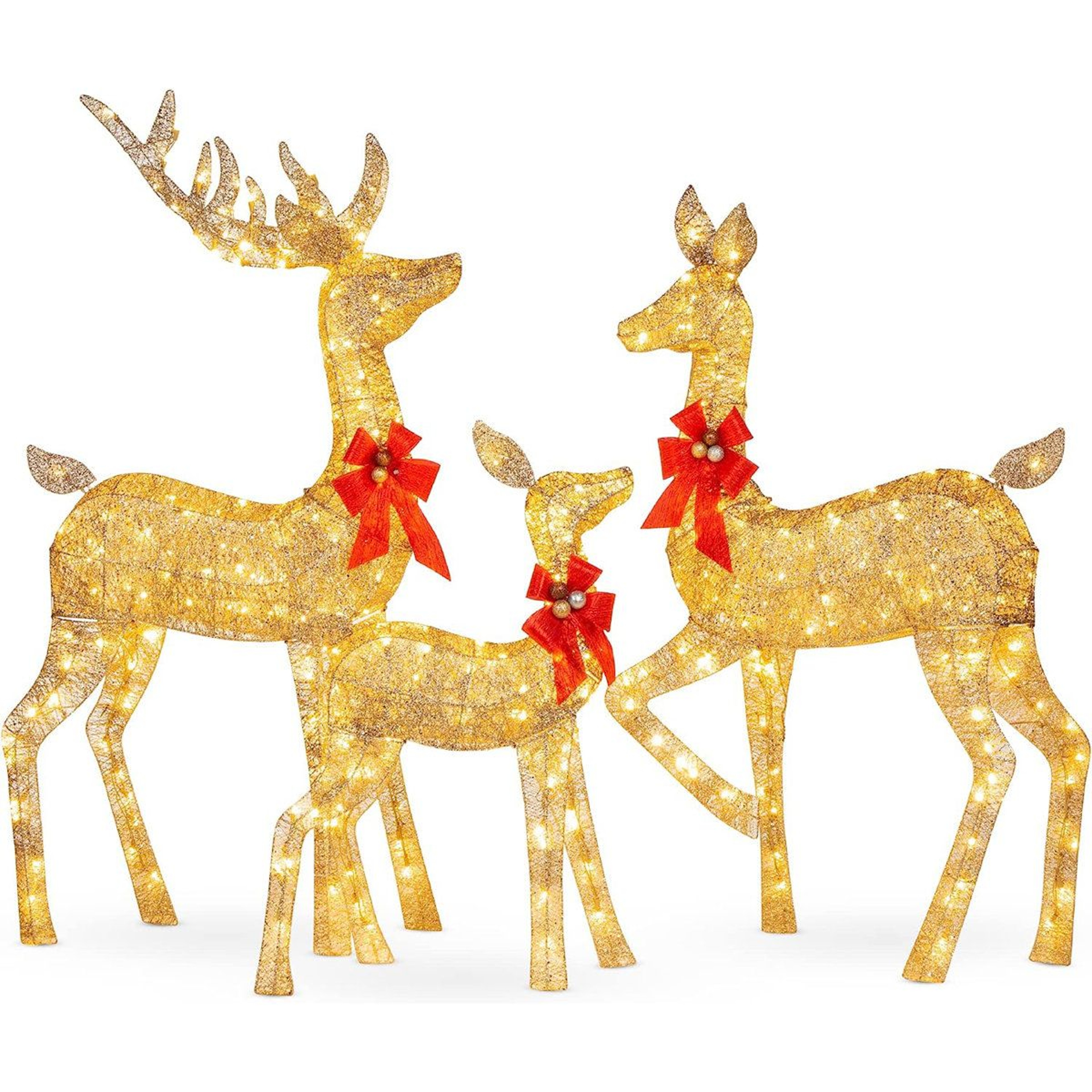 LED Lighted Reindeer Family Set With Warm White Christmas Lights 0