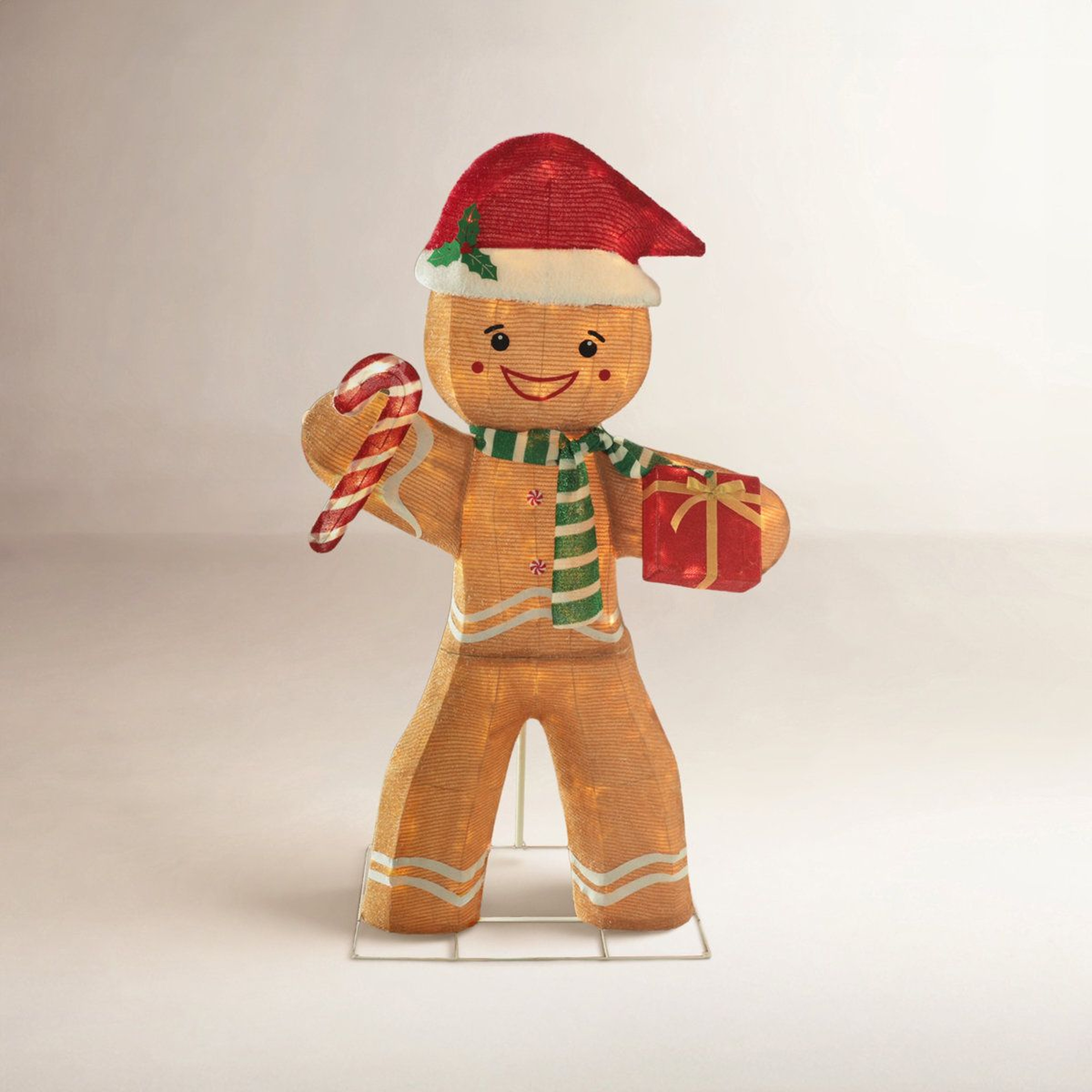 5FT Lighted Gingerbread Man Outdoor Christmas Decoration With Warm White LED Lights 0