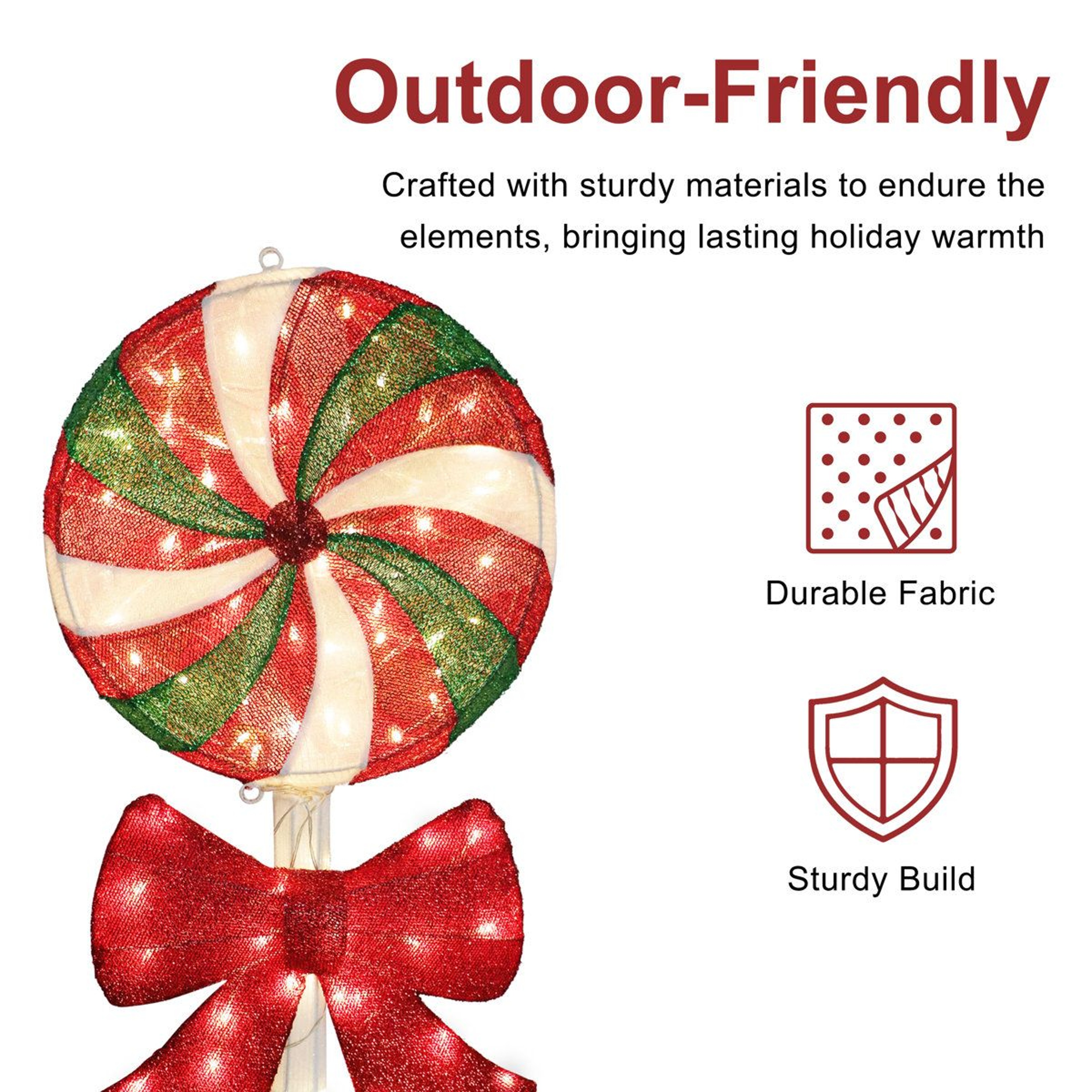 3 Ft PreLit Christmas Lollipop Decoration With Warm White LED Lights 3