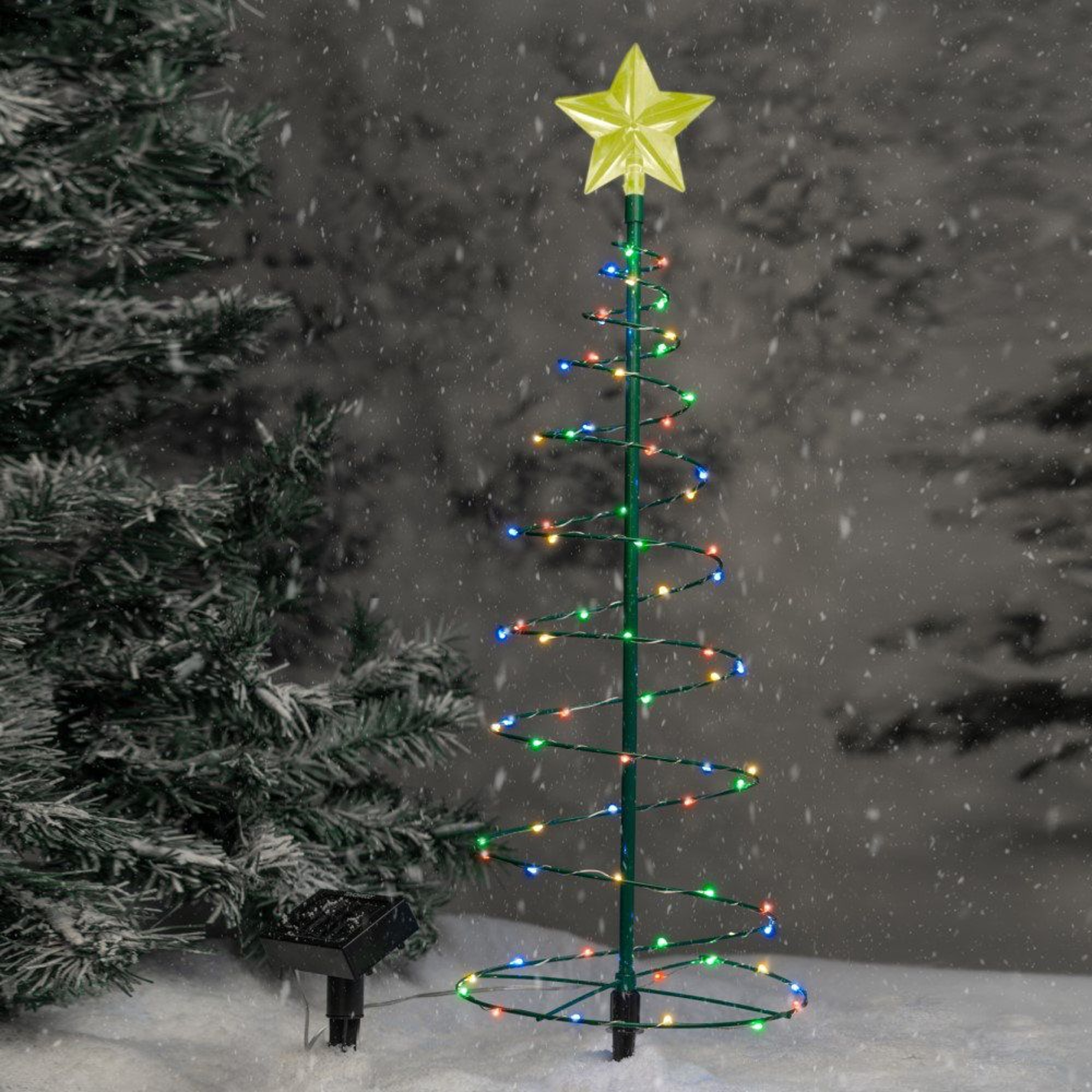 Solar Powered LED Spiral Christmas Tree Outdoor Decorations Set Of 2 4