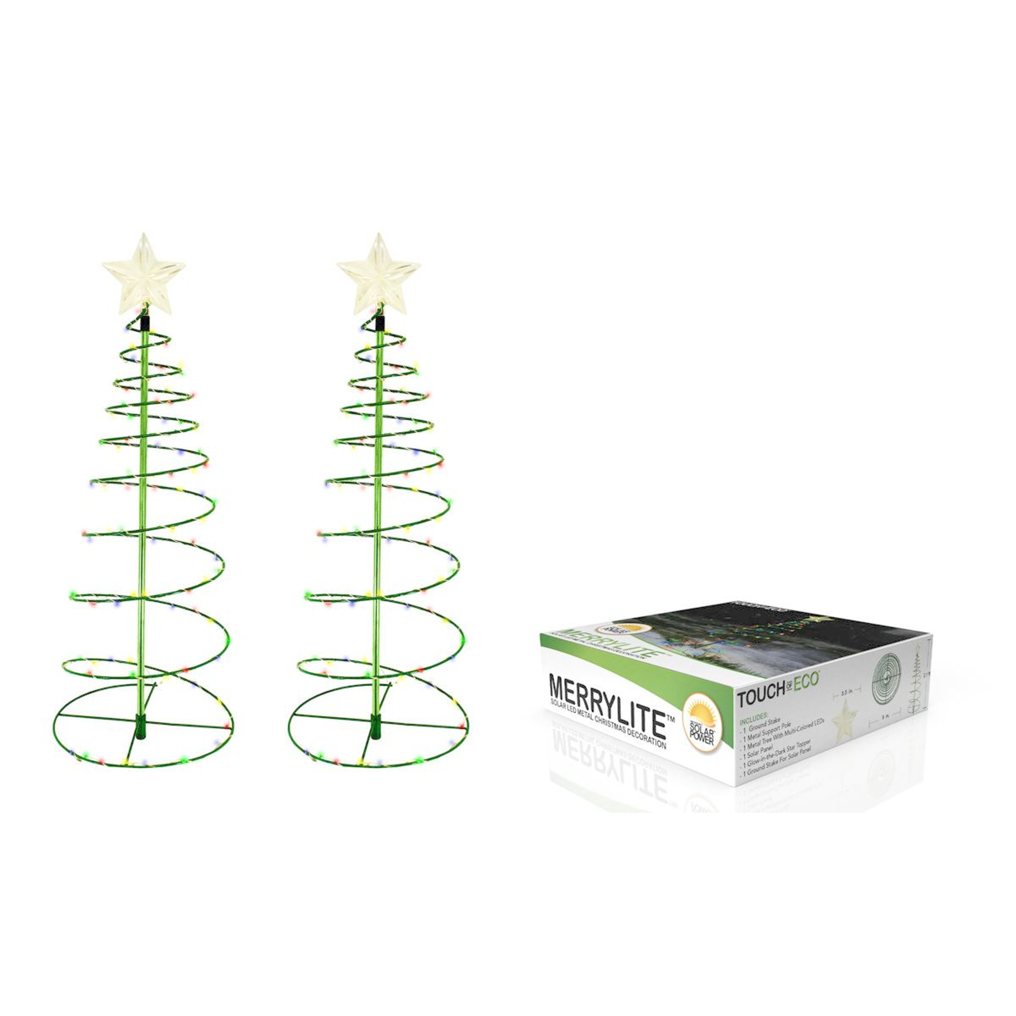 Solar Powered LED Spiral Christmas Tree Outdoor Decorations Set Of 2 0