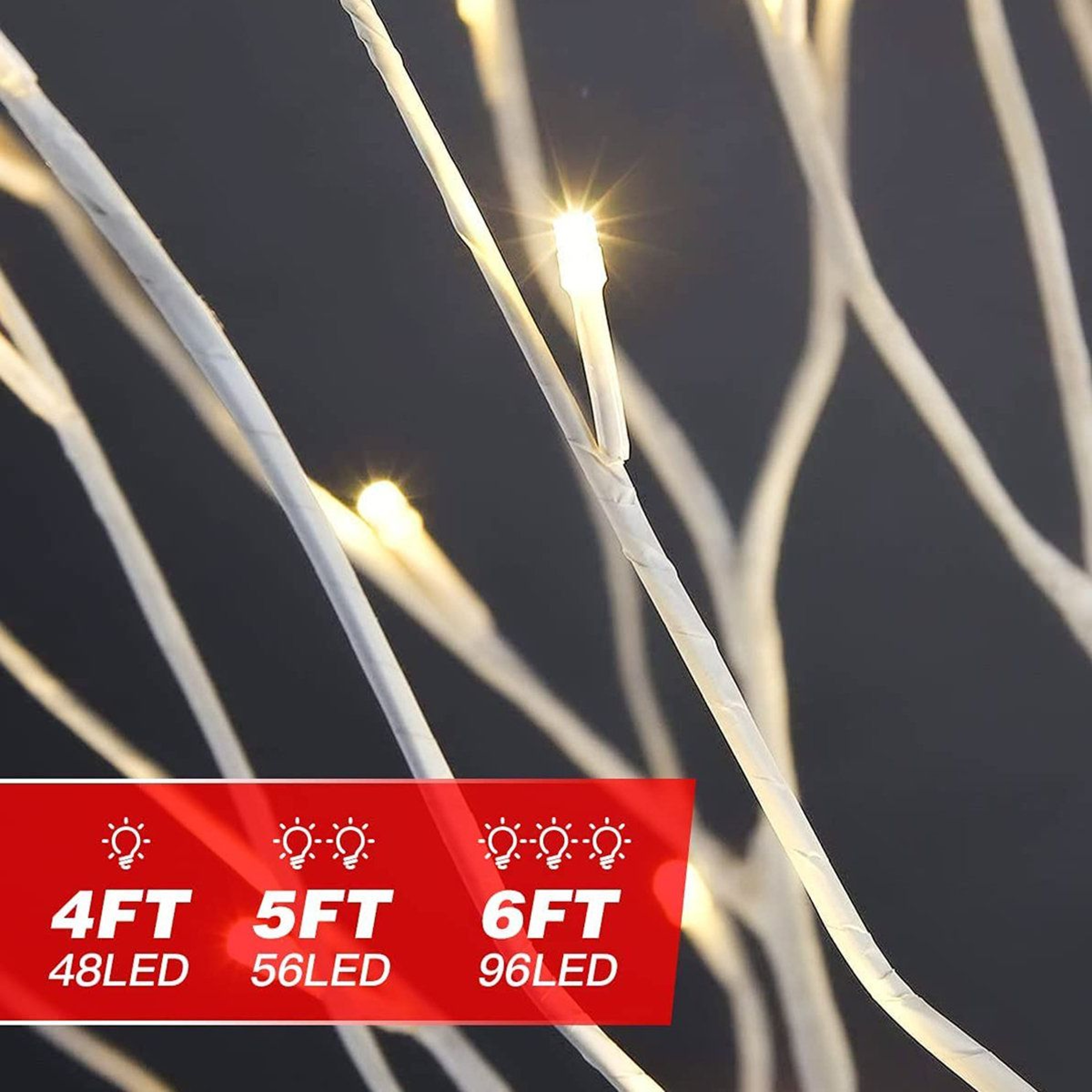 3Piece LED Birch Tree Light Set With 200 Warm White Lights For Indoor Outdoor Decor 8