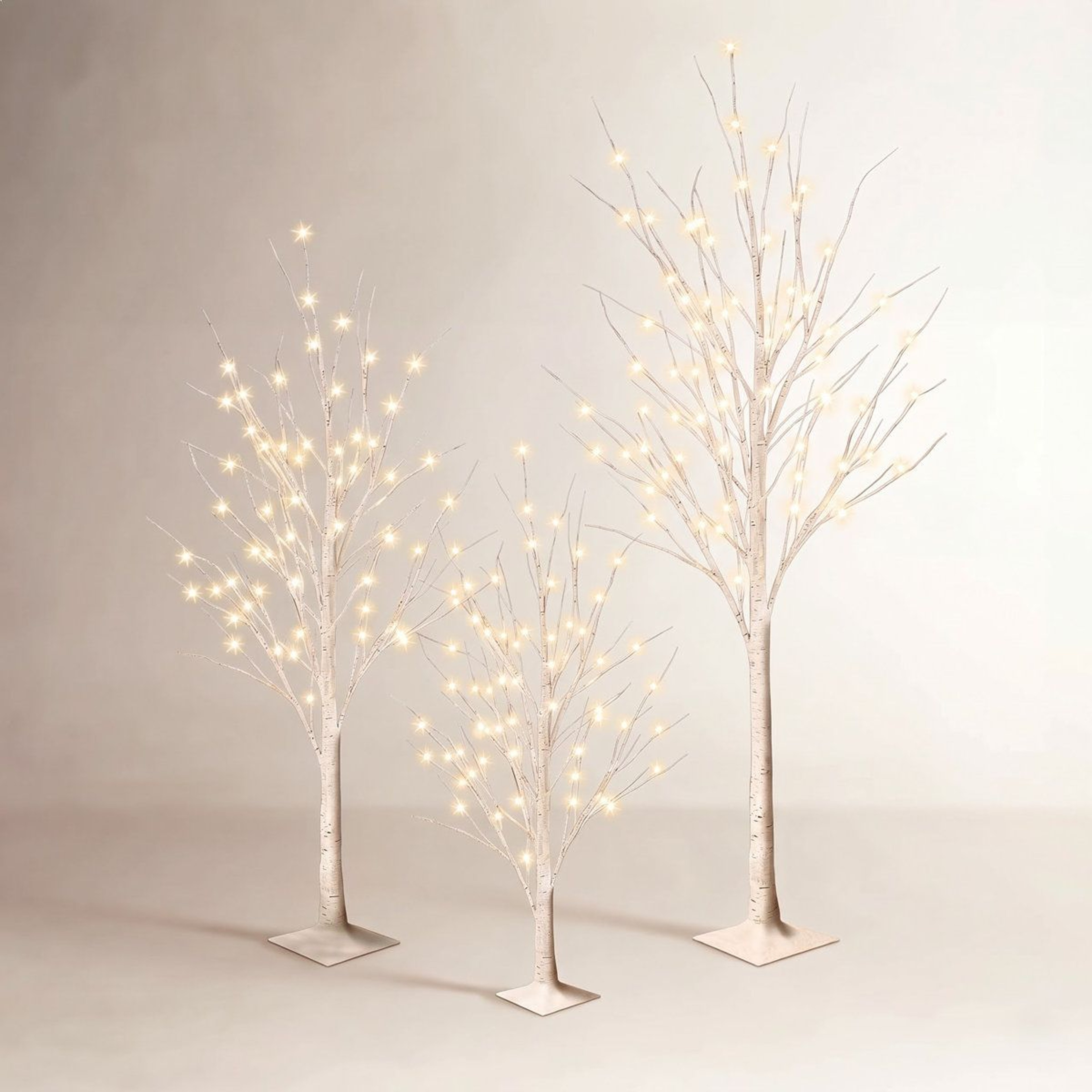 3Piece LED Birch Tree Light Set With 200 Warm White Lights For Indoor Outdoor Decor 0