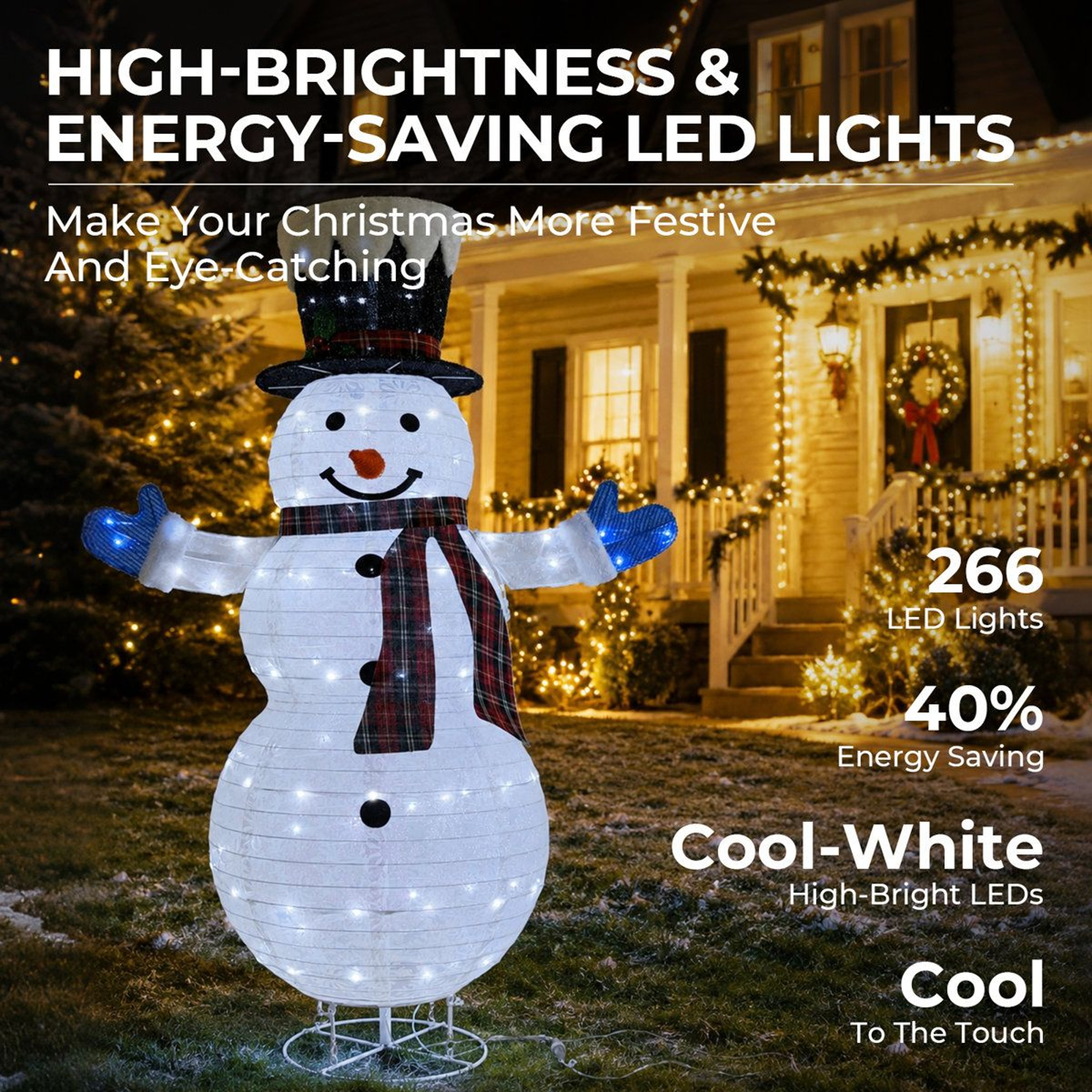 3Piece Lighted Snowman Family Outdoor Christmas Decoration With 266 LED Lights 13