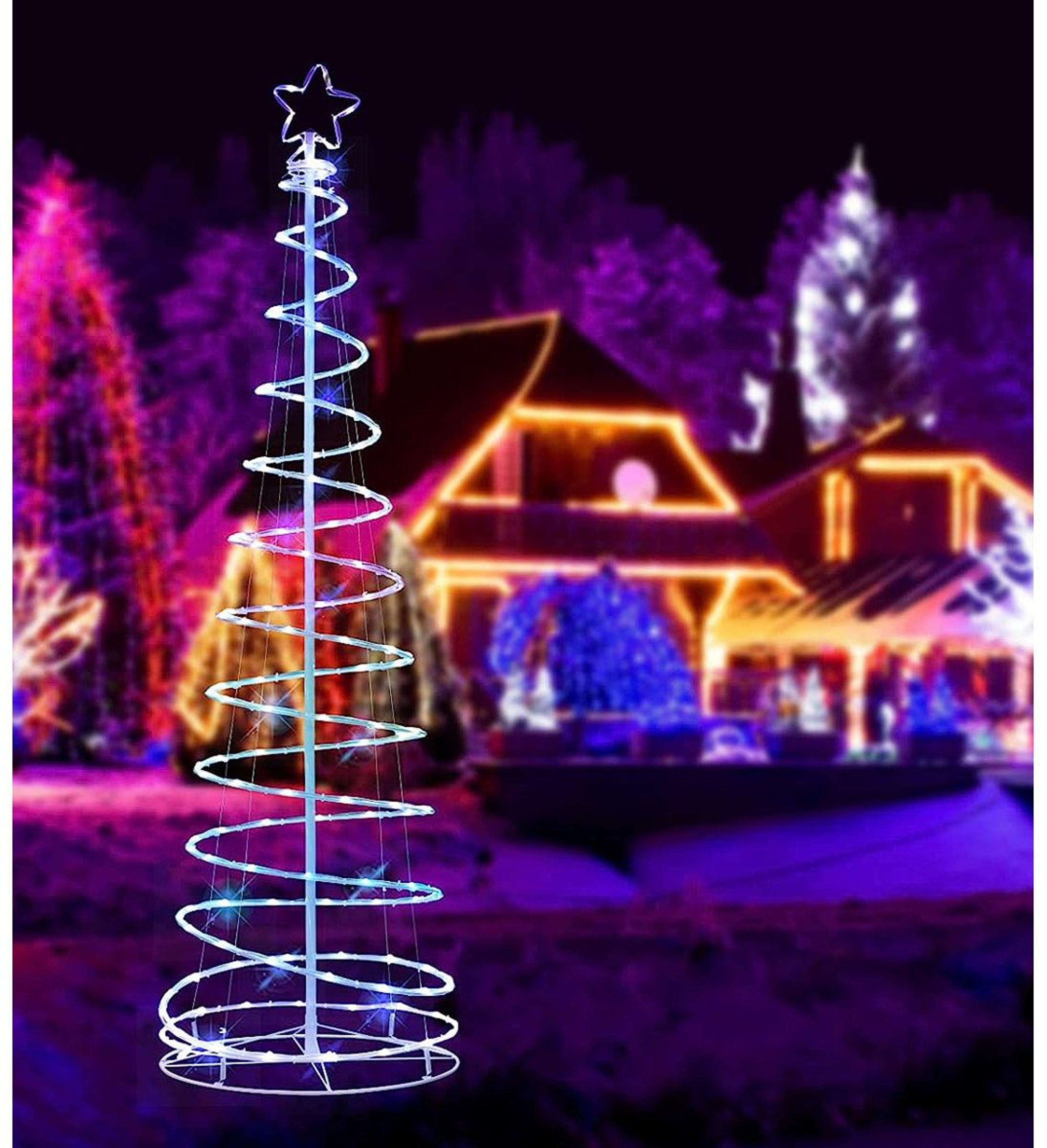 6 Ft LED Lighted Spiral Christmas Tree With Star And Remote Control 1