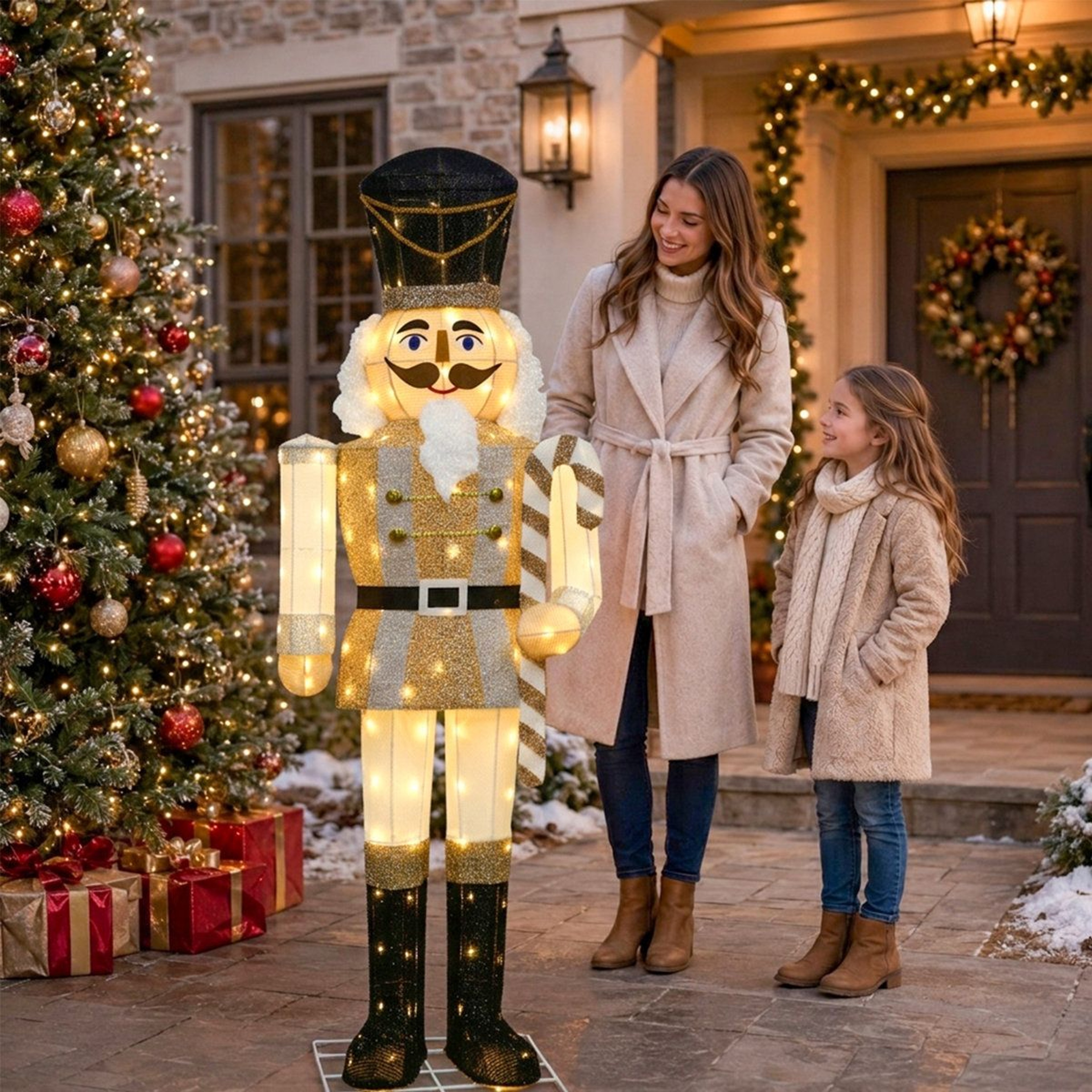 5 FT Lighted Outdoor Christmas Nutcracker Decoration With Warm White LED Lights 6