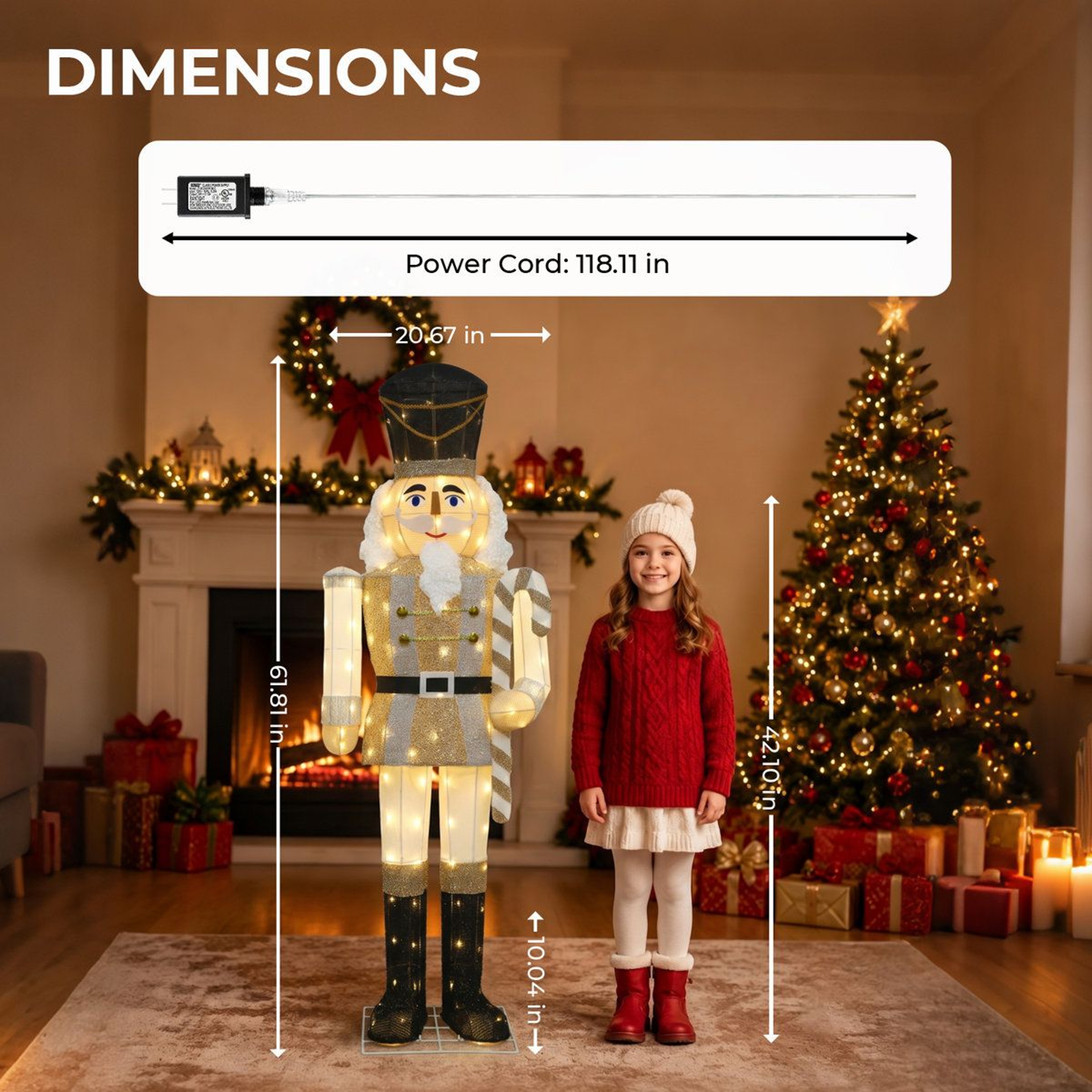 5 FT Lighted Outdoor Christmas Nutcracker Decoration With Warm White LED Lights 3