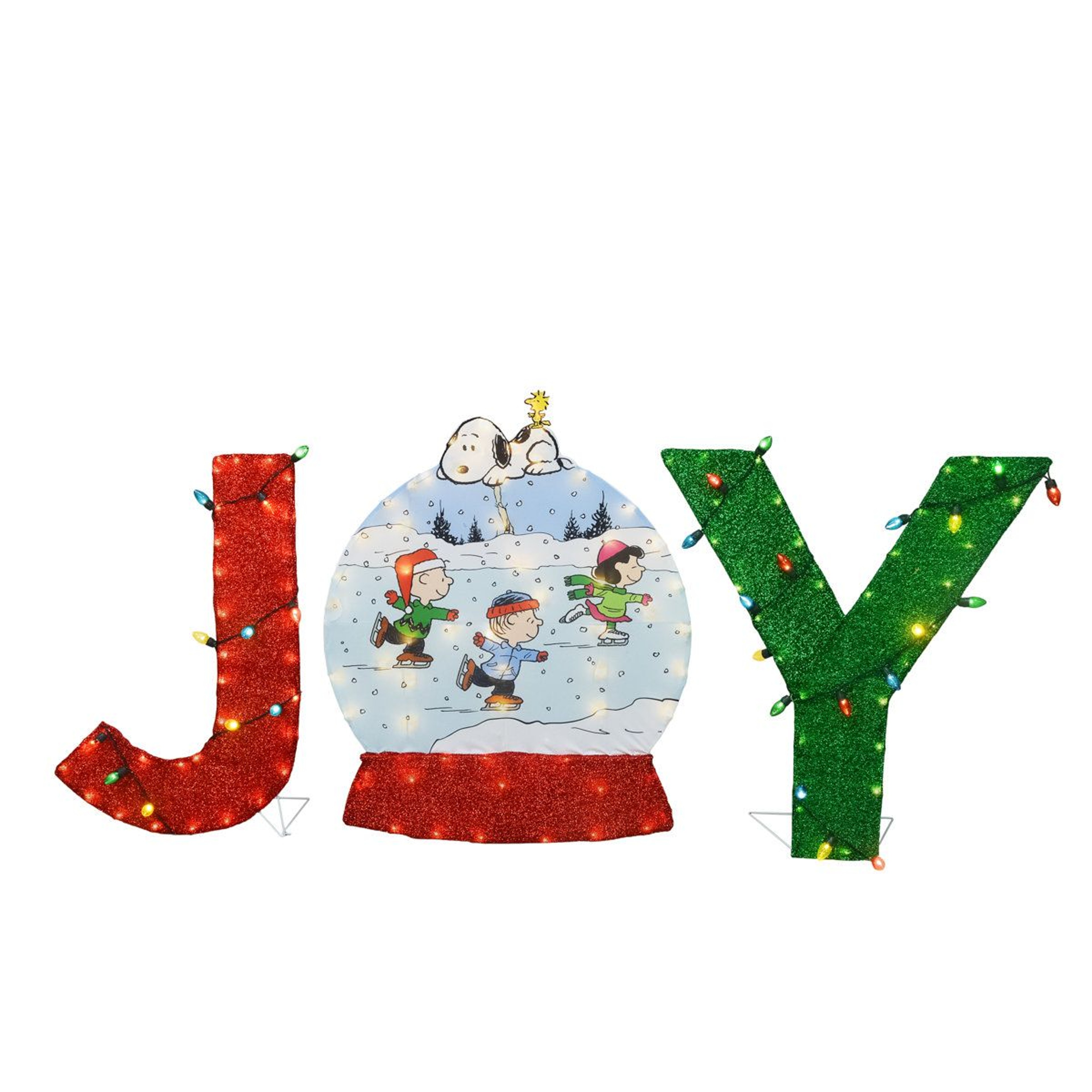 36Inch Lighted Peanuts Christmas Outdoor Decoration With Snoopy And Woodstock 0