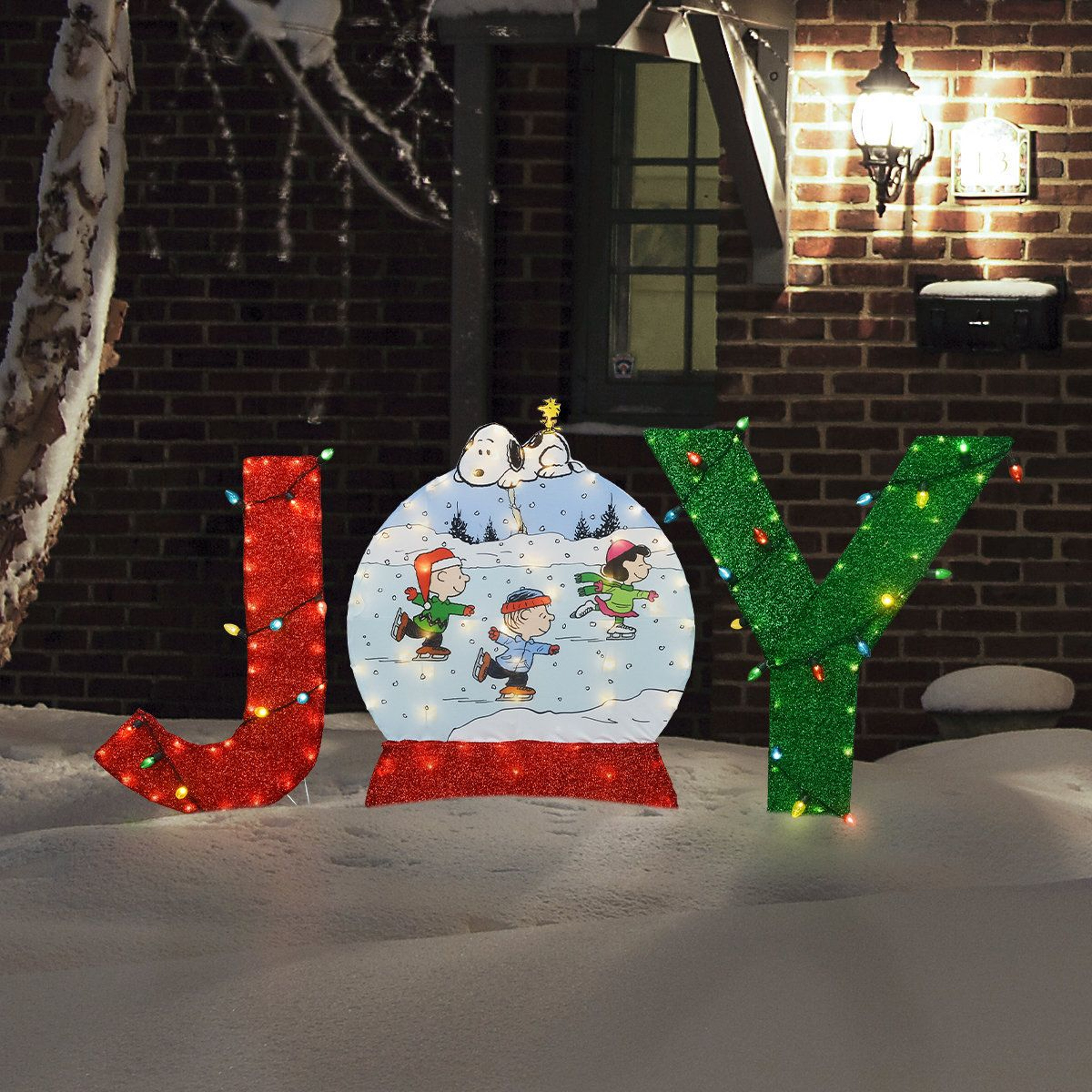 36Inch Lighted Peanuts Christmas Outdoor Decoration With Snoopy And Woodstock 1