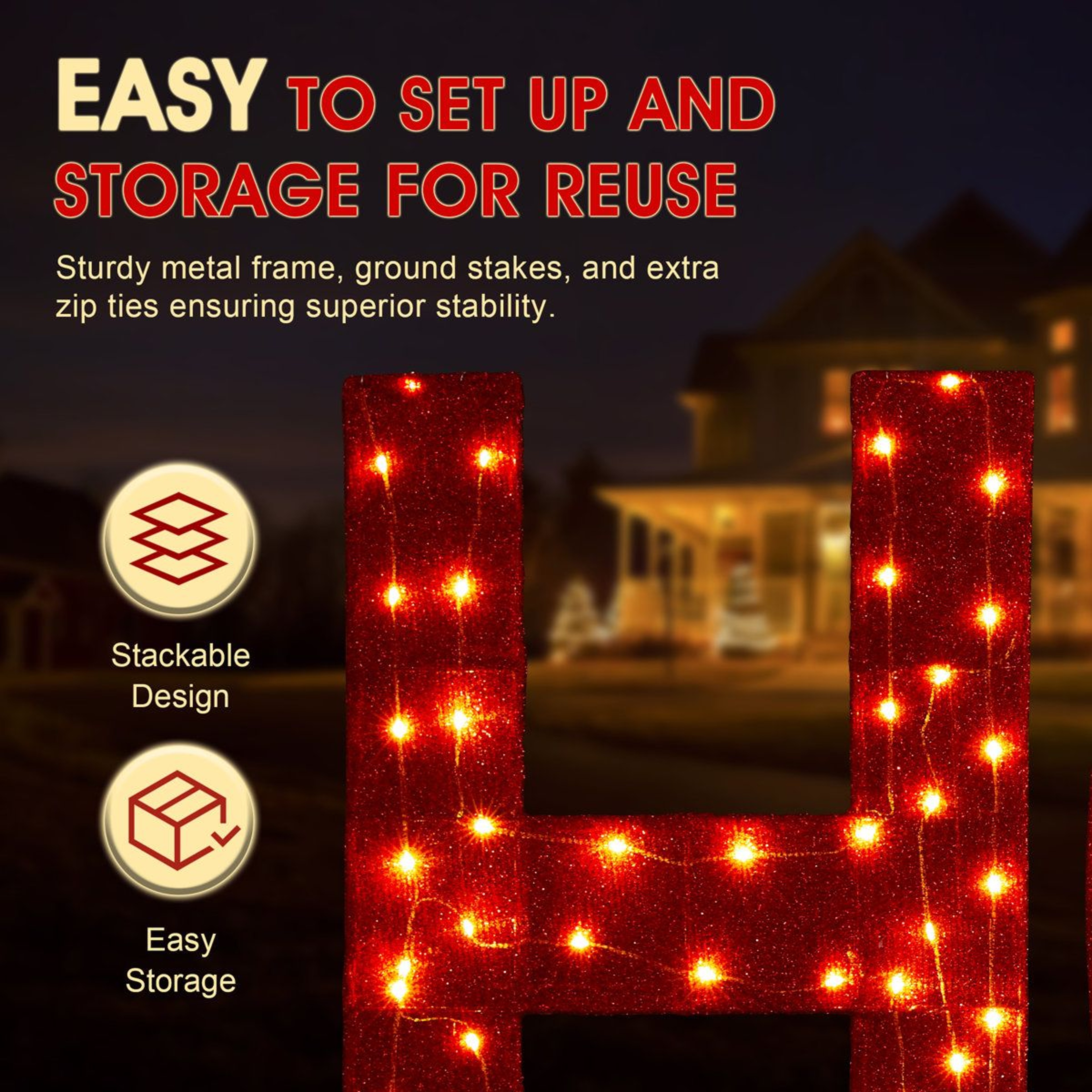 Lighted Christmas Nativity HOPE Outdoor Decoration With 240 Warm White LED Lights Set Of 4 9