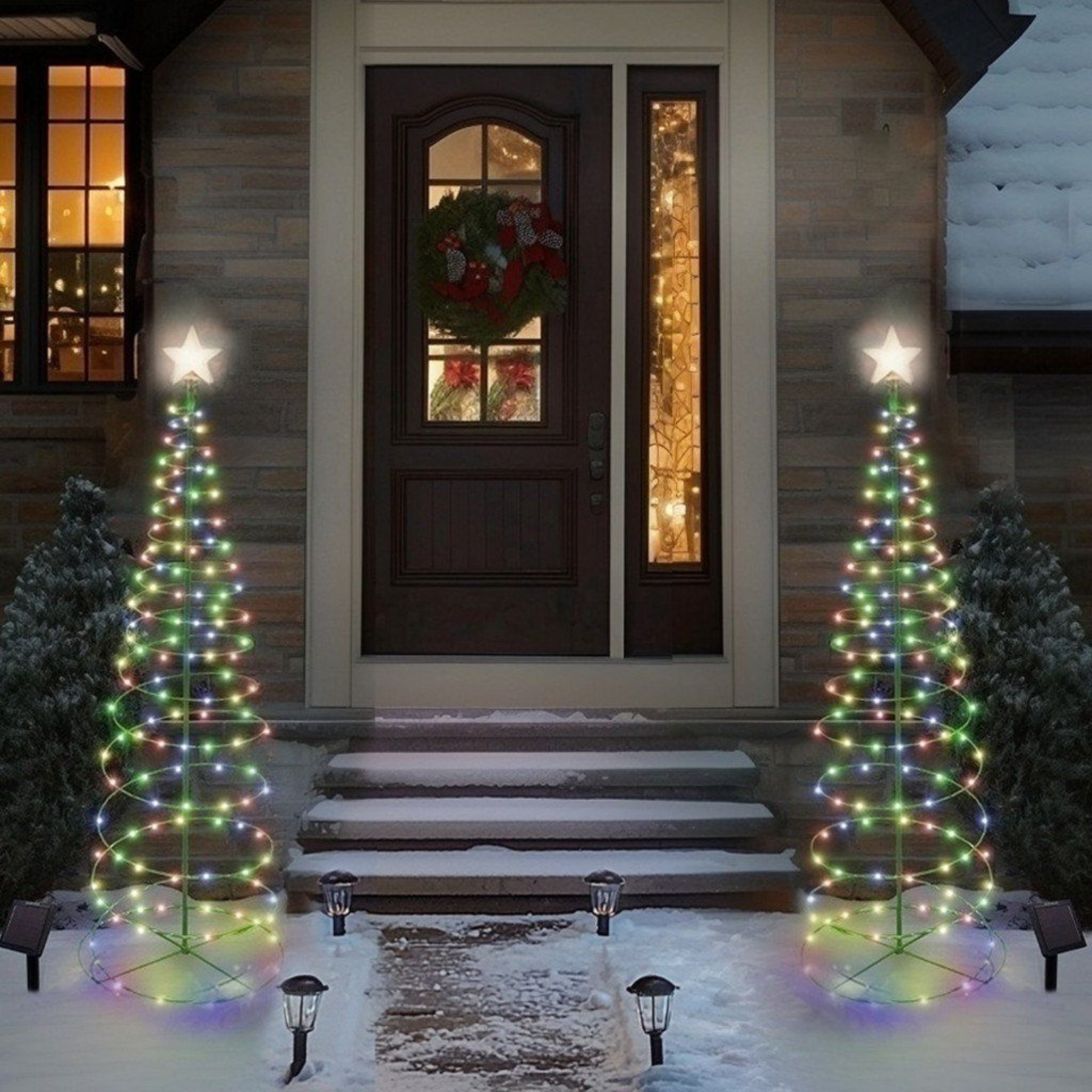 Outdoor Solar LED Spiral Christmas Tree With 100 Lights And Star Topper 3