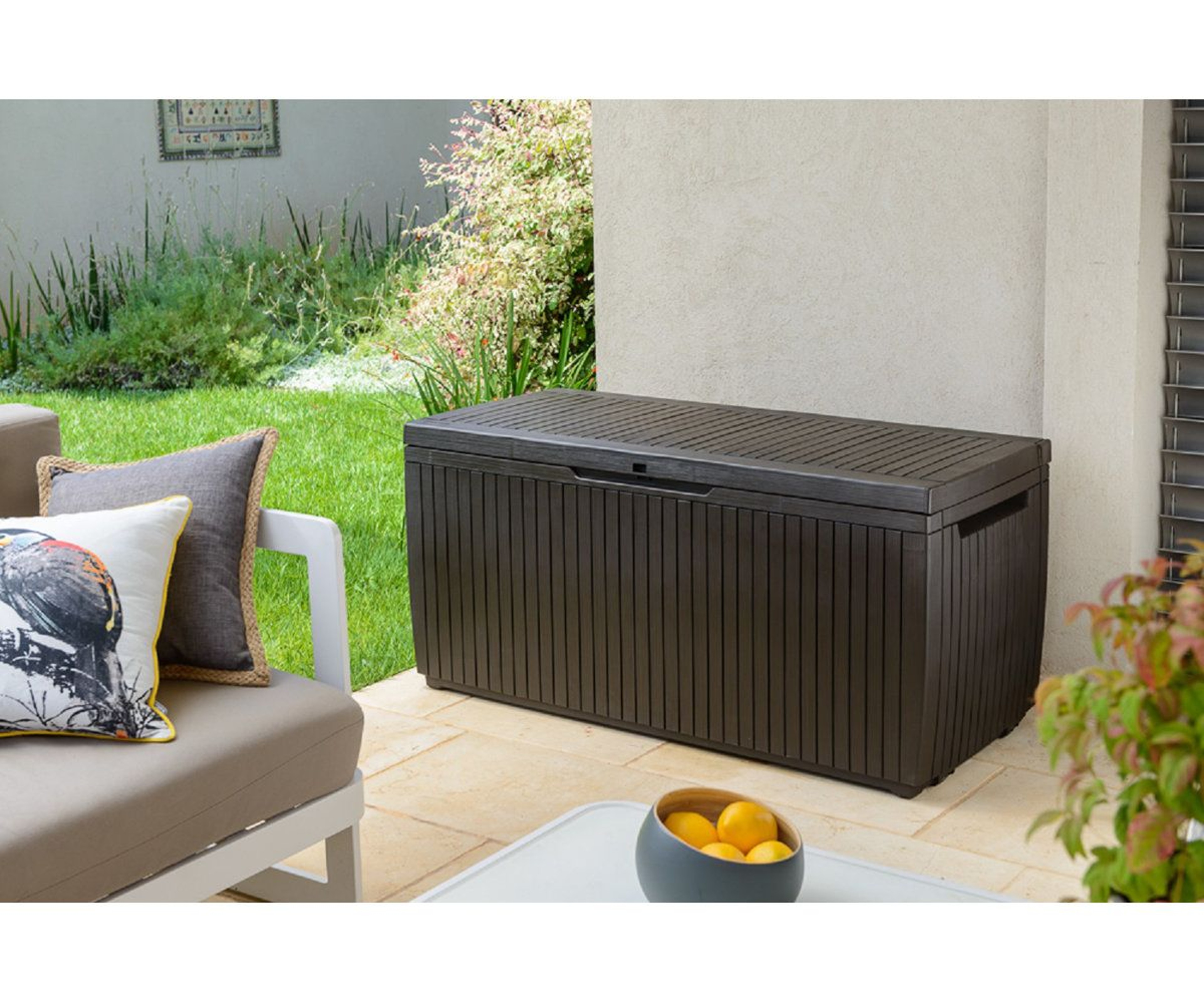80 Gallon Outdoor Storage Deck Box With Lockable Lid And WeatherResistant Resin 6