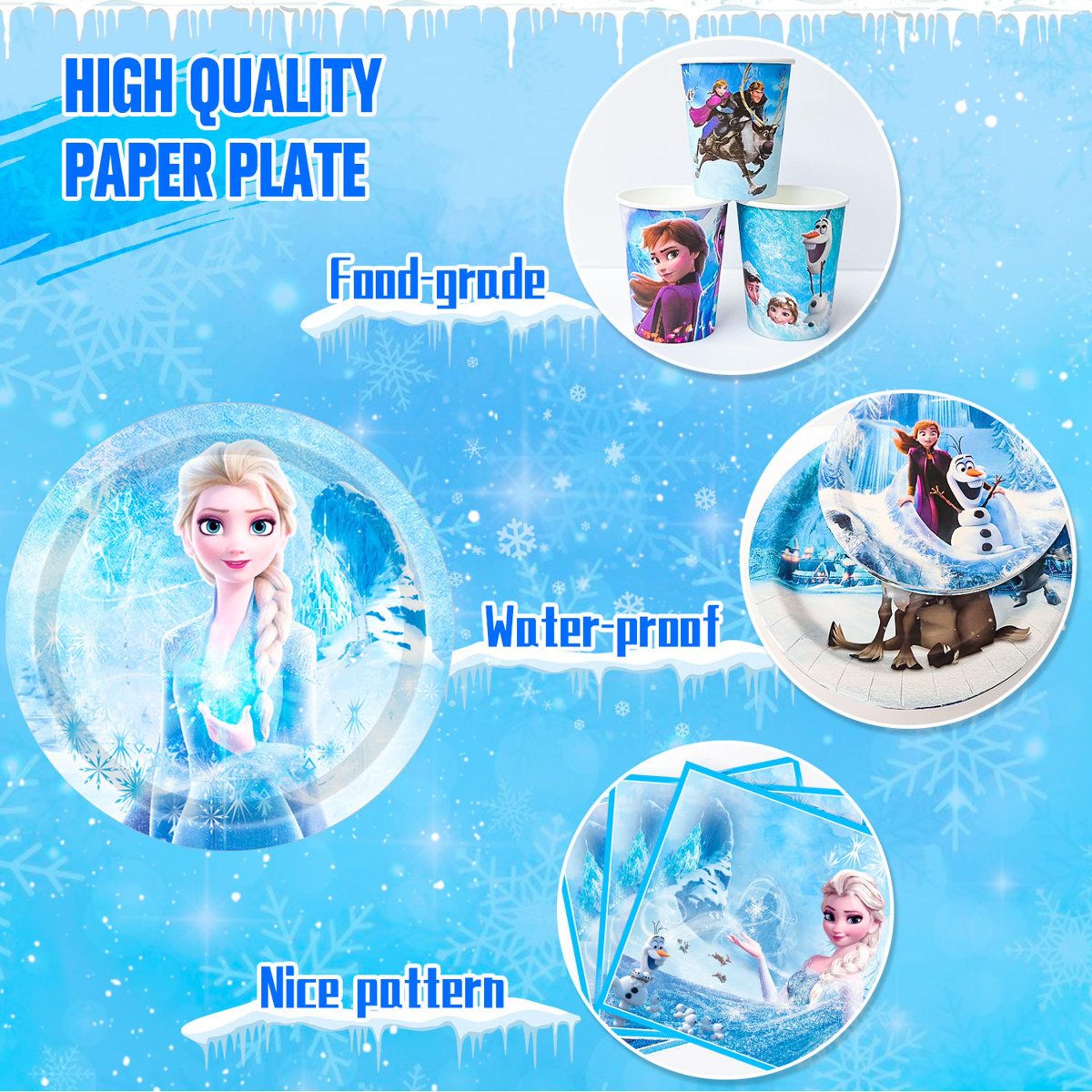 Frozen Birthday Party Tableware Set  120Piece Plates Cups And Napkins 5