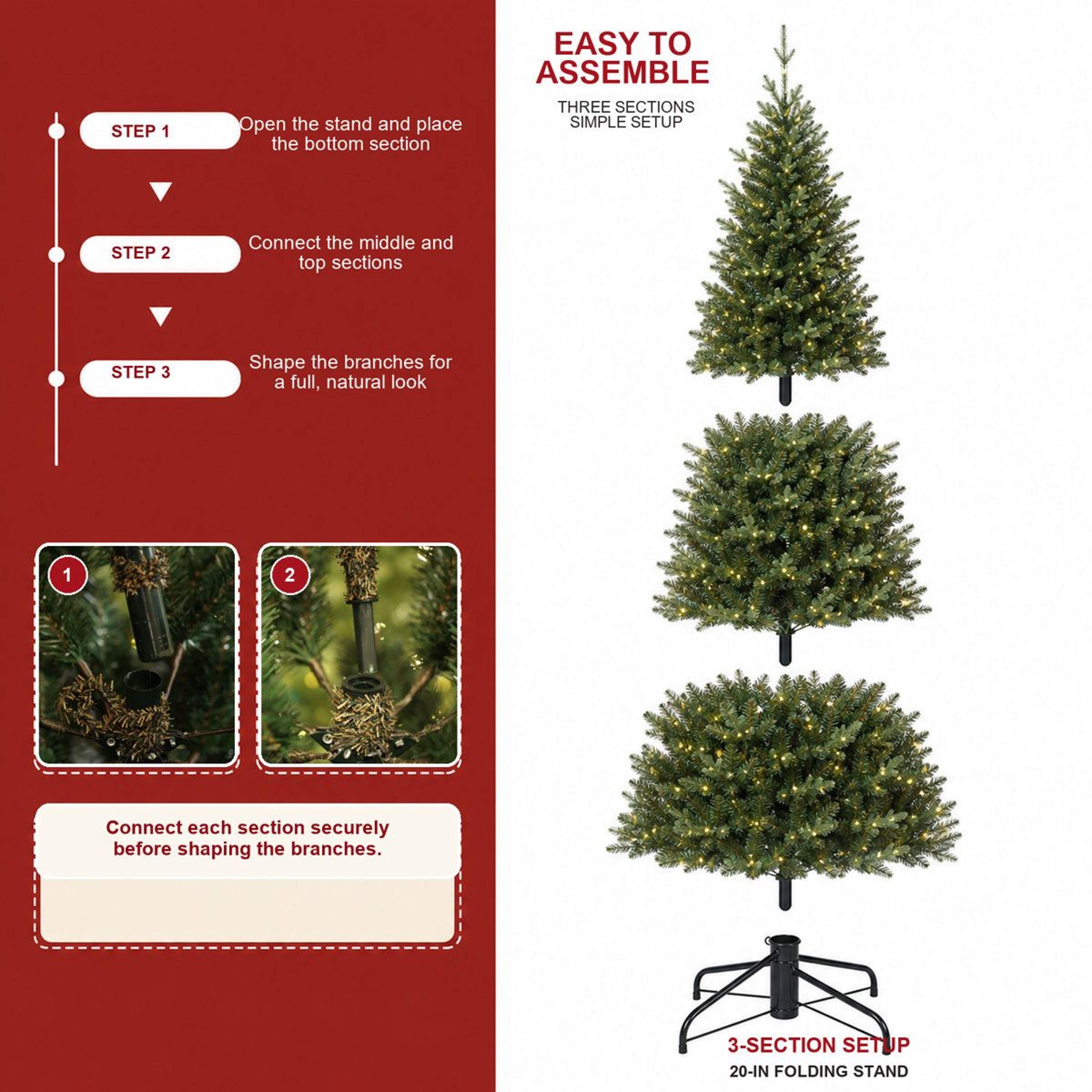 7 Ft PreLit Artificial Christmas Tree With 420 DualColor LED Lights And 949 Branch Tips 3