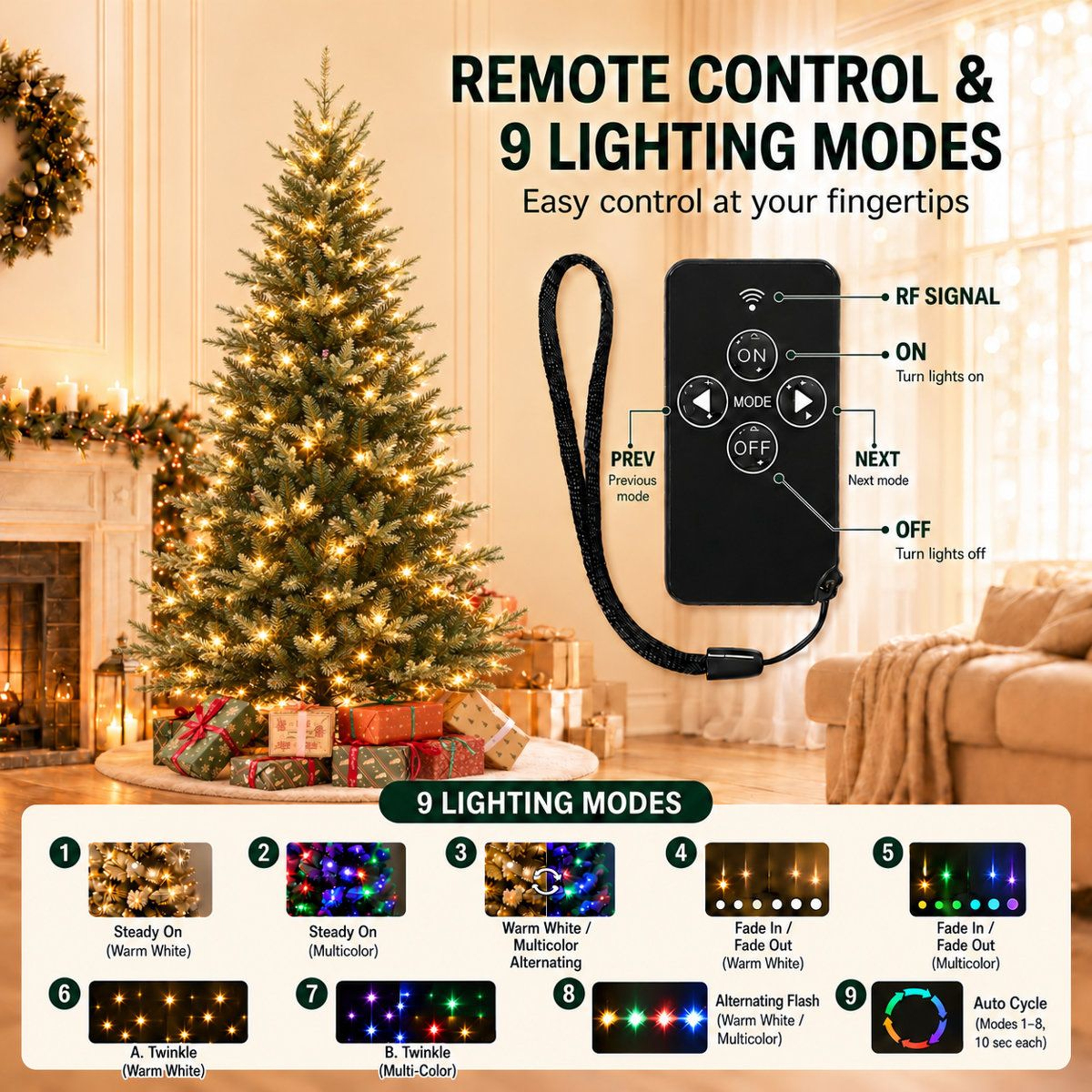 7 Ft PreLit Artificial Christmas Tree With 420 DualColor LED Lights And 949 Branch Tips 6