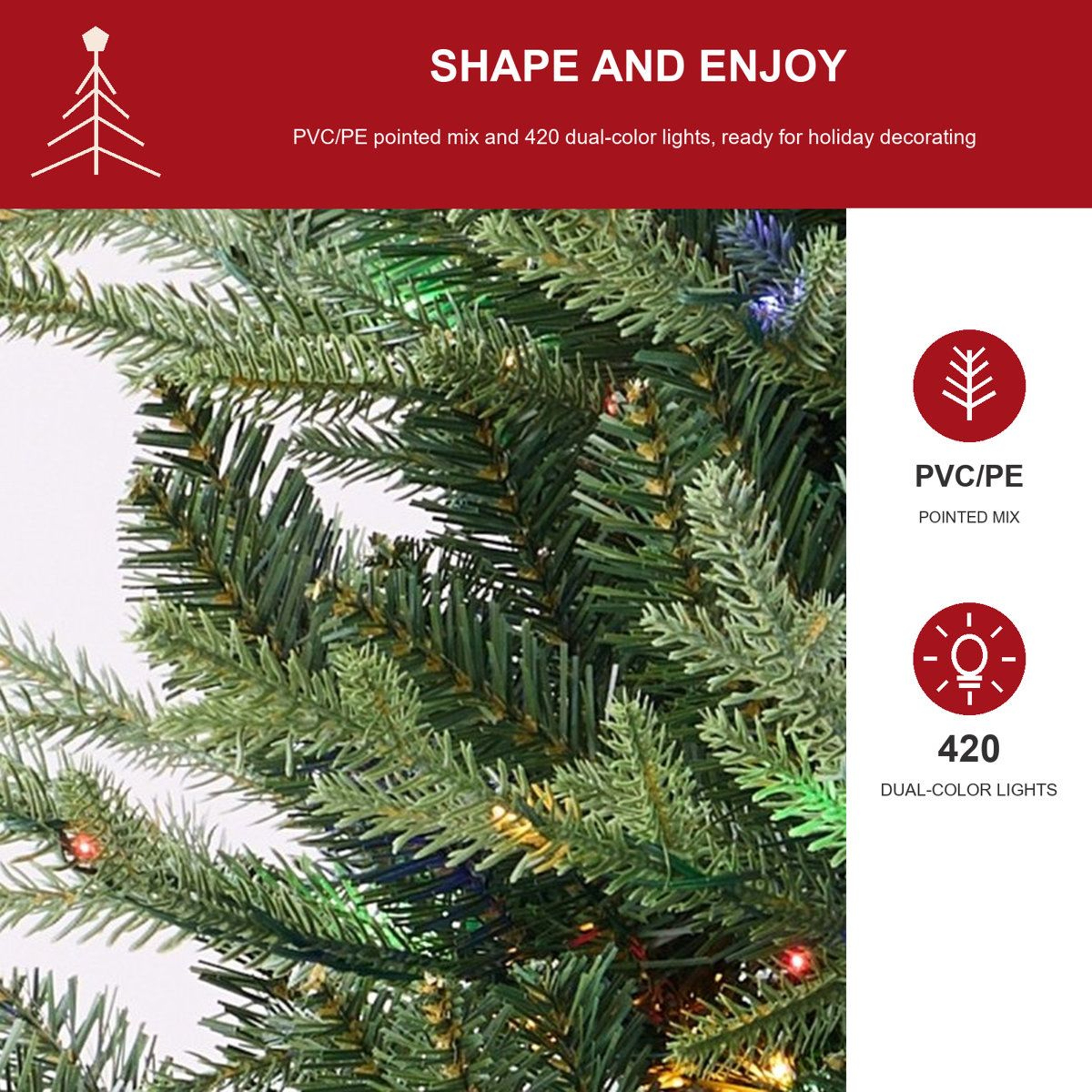 7 Ft PreLit Artificial Christmas Tree With 420 DualColor LED Lights And 949 Branch Tips 1