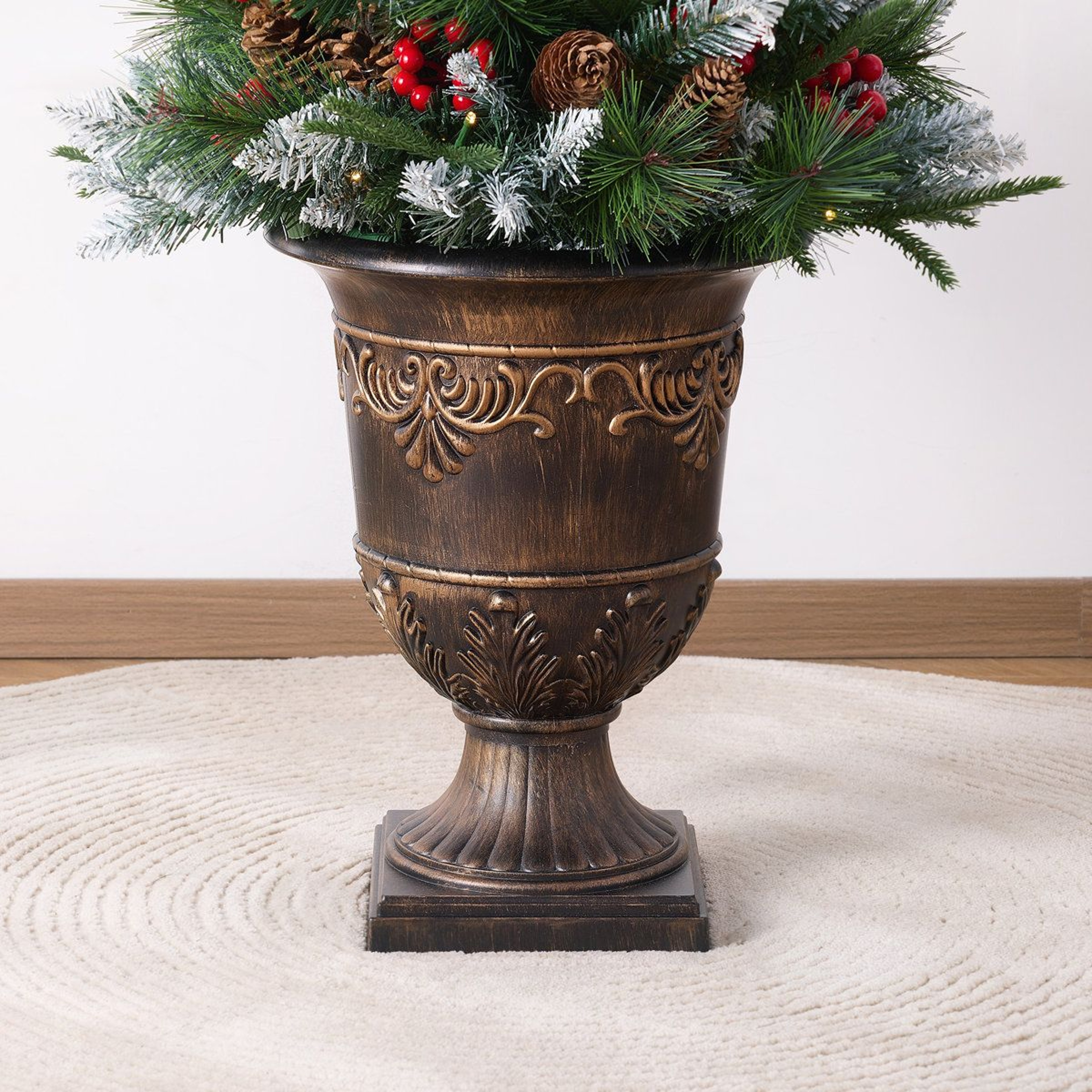 28Inch PreLit Artificial Christmas Tree With Gold Urn Base And 80 LED Lights 8