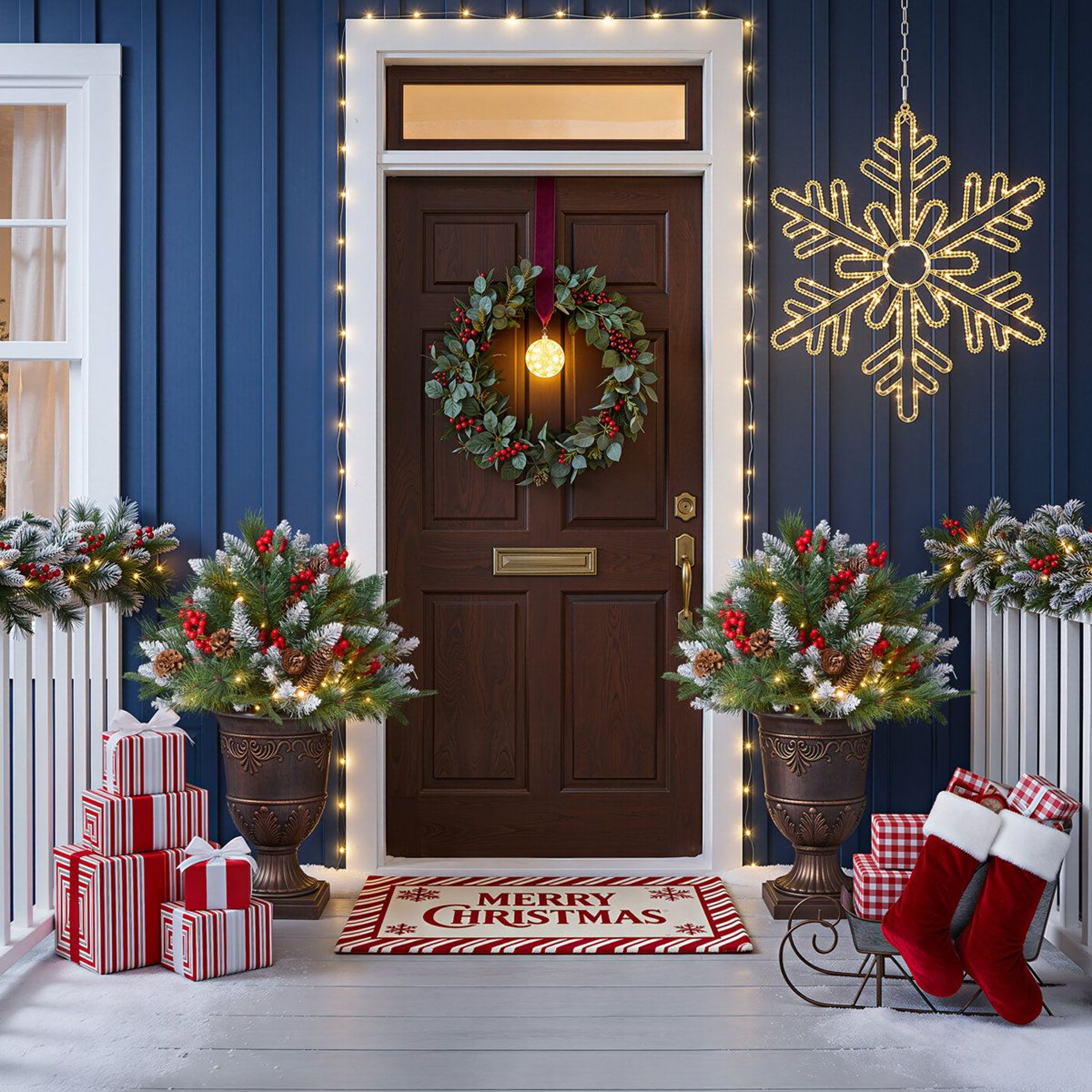 28Inch PreLit Artificial Christmas Tree With Gold Urn Base And 80 LED Lights 5