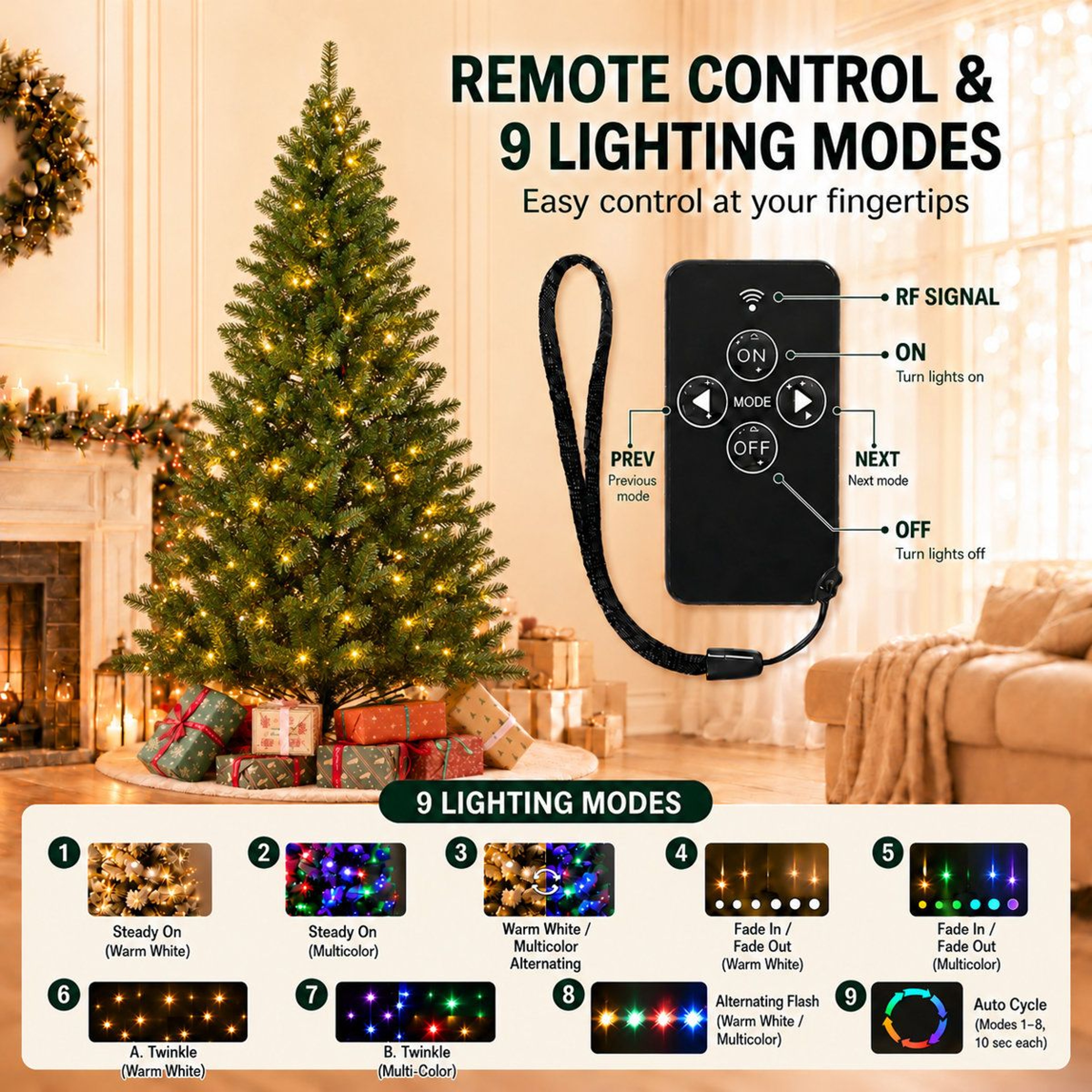 75 Ft PreLit Artificial Christmas Tree With 420 DualColor LED Lights 6
