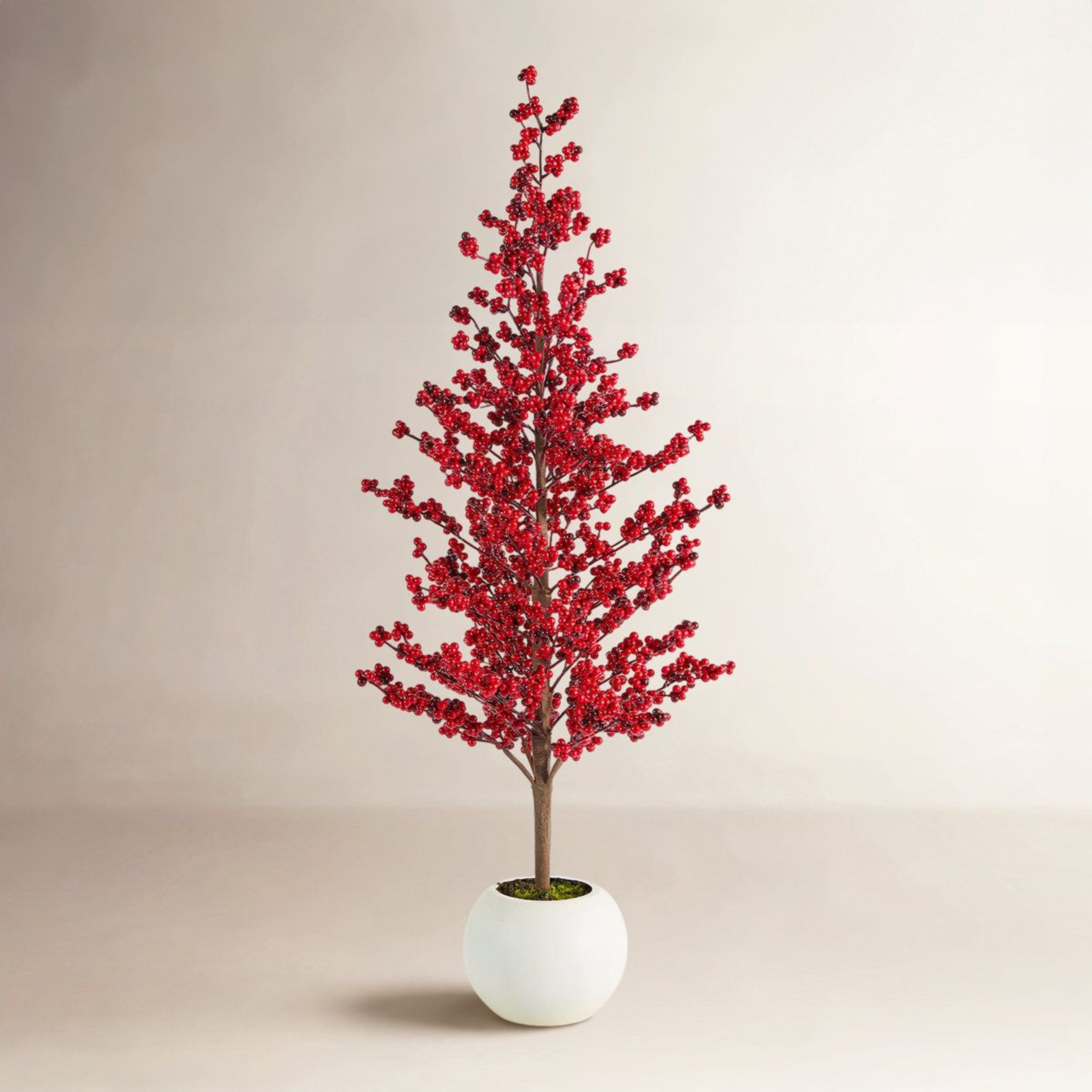 34 Ft Artificial Christmas Tree With Red Berries And Potted Stand 10