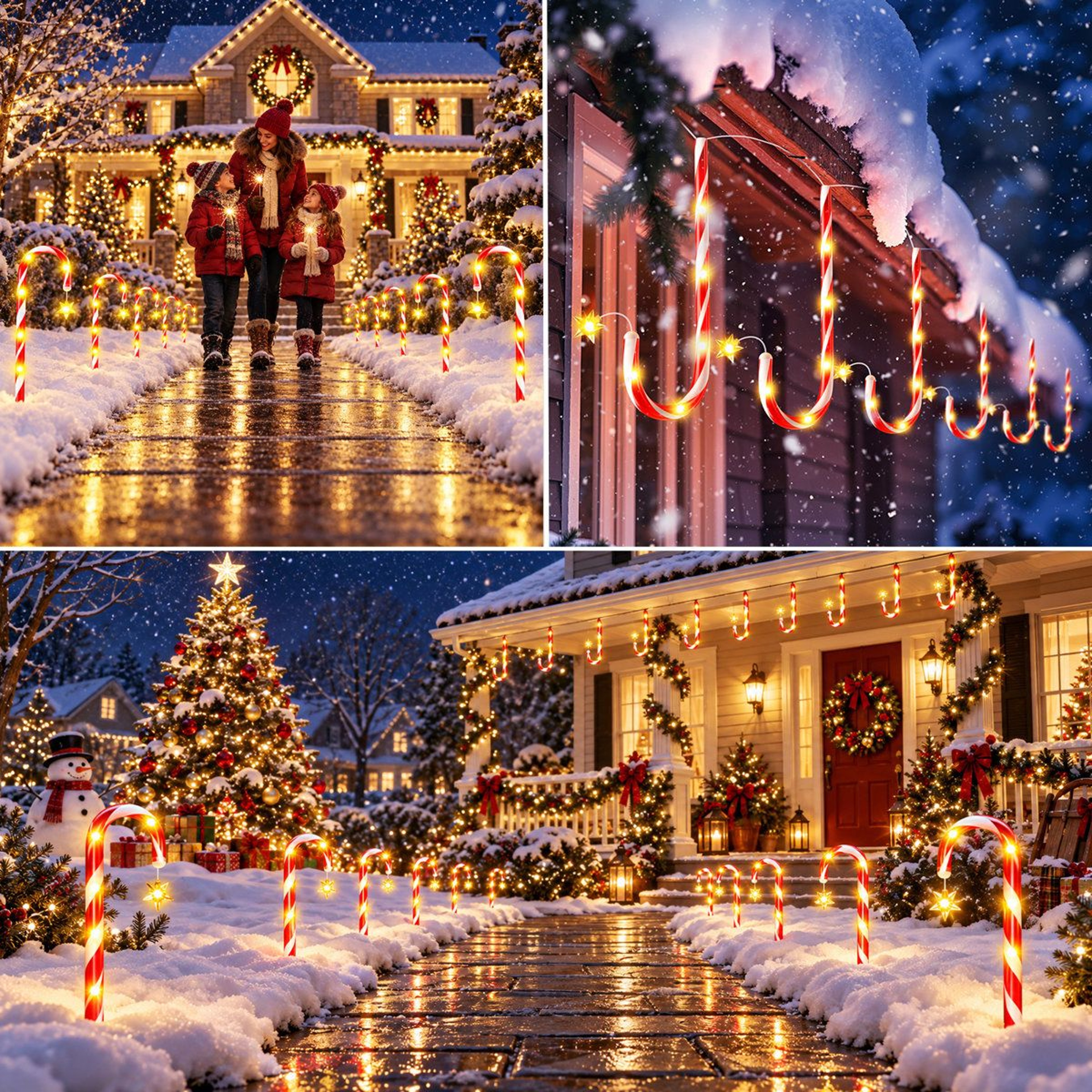 Solar Christmas Candy Cane Pathway Lights With 10 Lighting Modes  Set Of 24 2