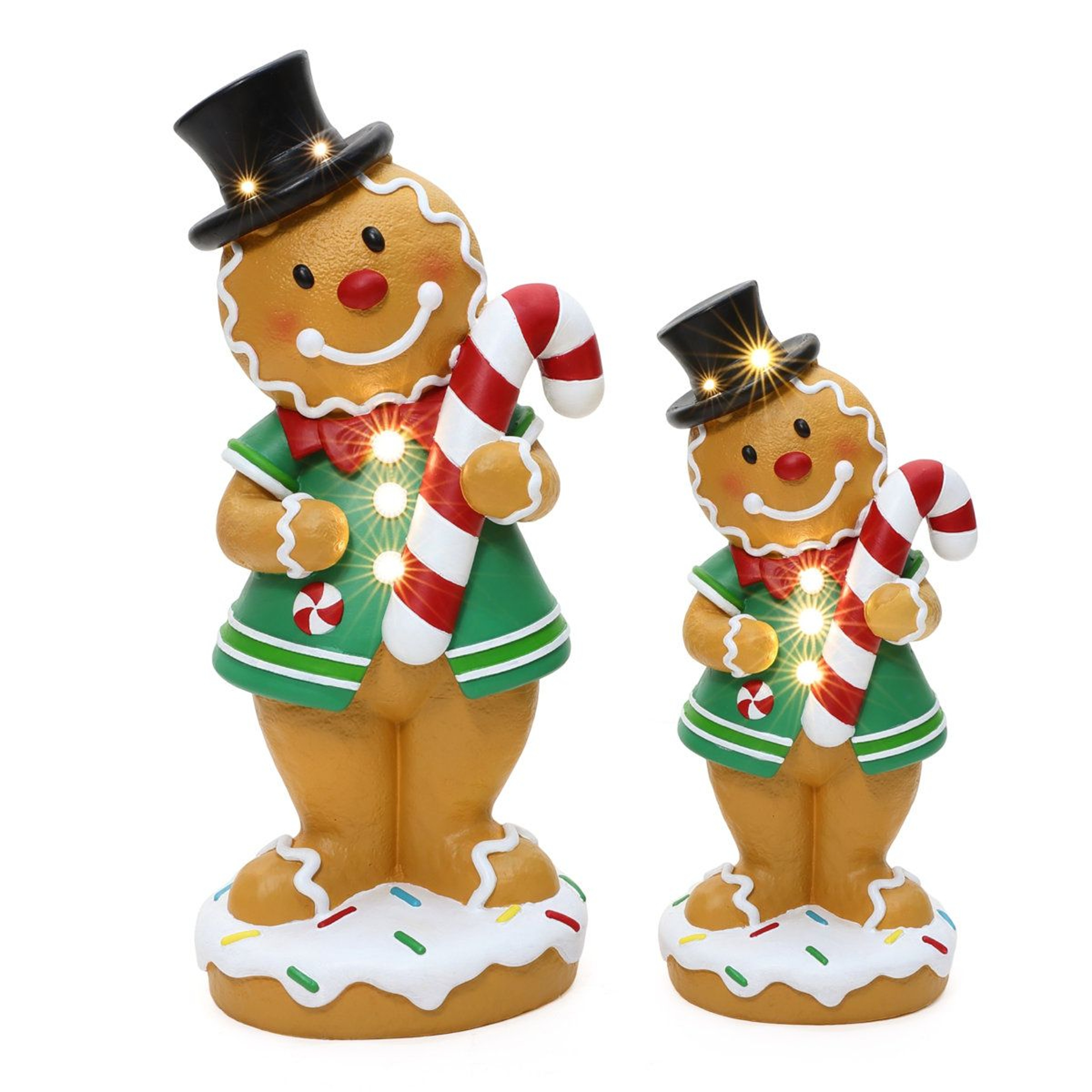 LED Lighted Gingerbread Man Christmas Statue With Candy Cane And BatteryPowered Lights 7